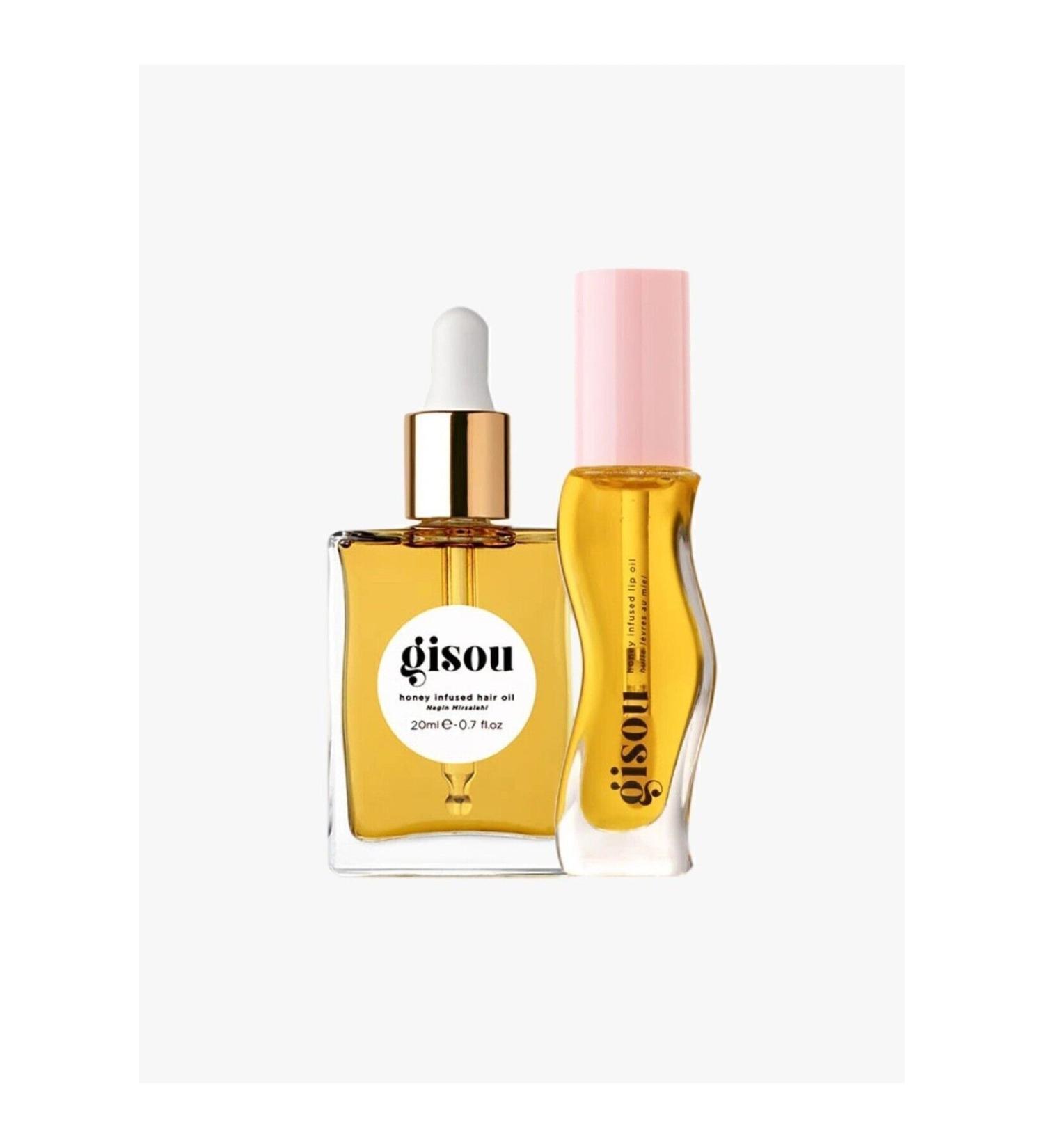 gisou Ultimate Glow Duo - Hair and Lip Oil Set for Healthier Shinier Hair and Lips (20 ml + 8 ml) - Buy Online on GoSupps.com