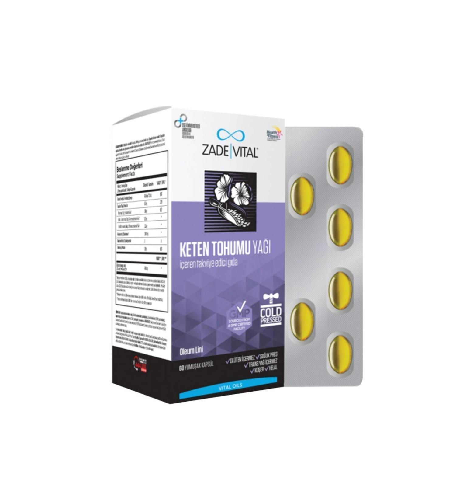 Zade Vital Flaxseed Oil 625 mg 60 Capsules