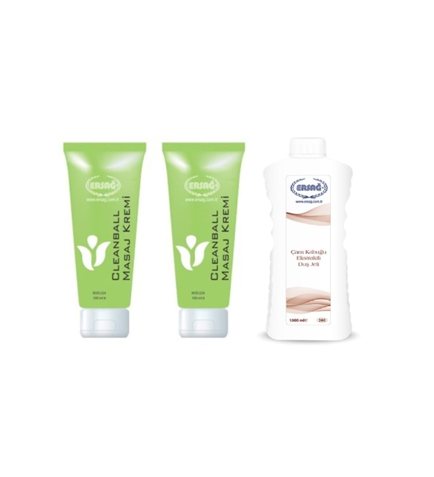 Ersa Cleanball Massage Cream 200 Ml & Pine Bark Extract Shower Gel 1000 Ml