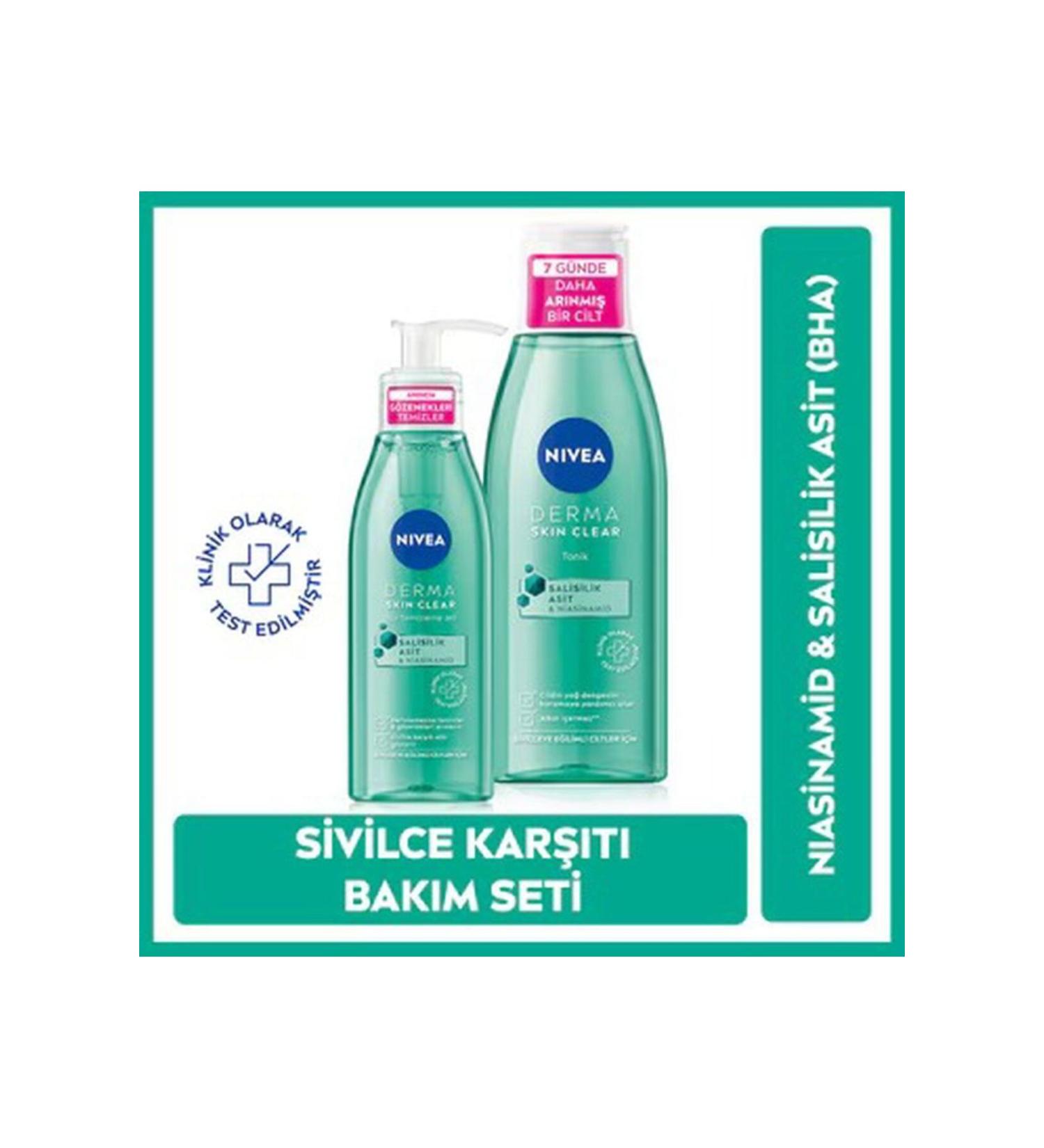 NIVEA Skin Clear Facial Cleansing Gel 150 ml + Derma Skin Clear Anti-Acne Tonic 200 ml