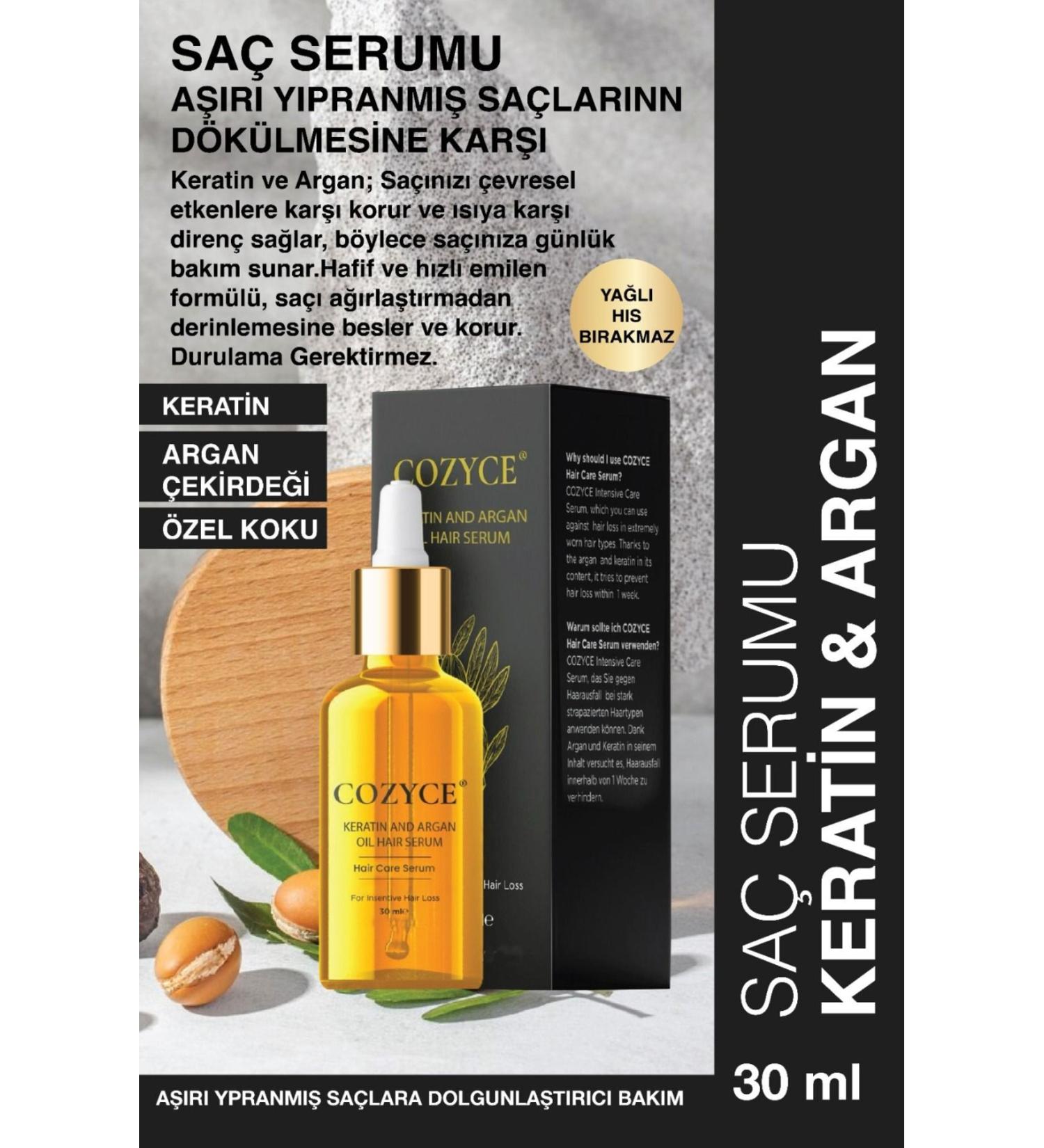 Cozyce Hair Serum Oil Fast Growing Keratin & Argan Care Oil for Extremely Damaged Hair 30 ml - Buy Online on GoSupps.com