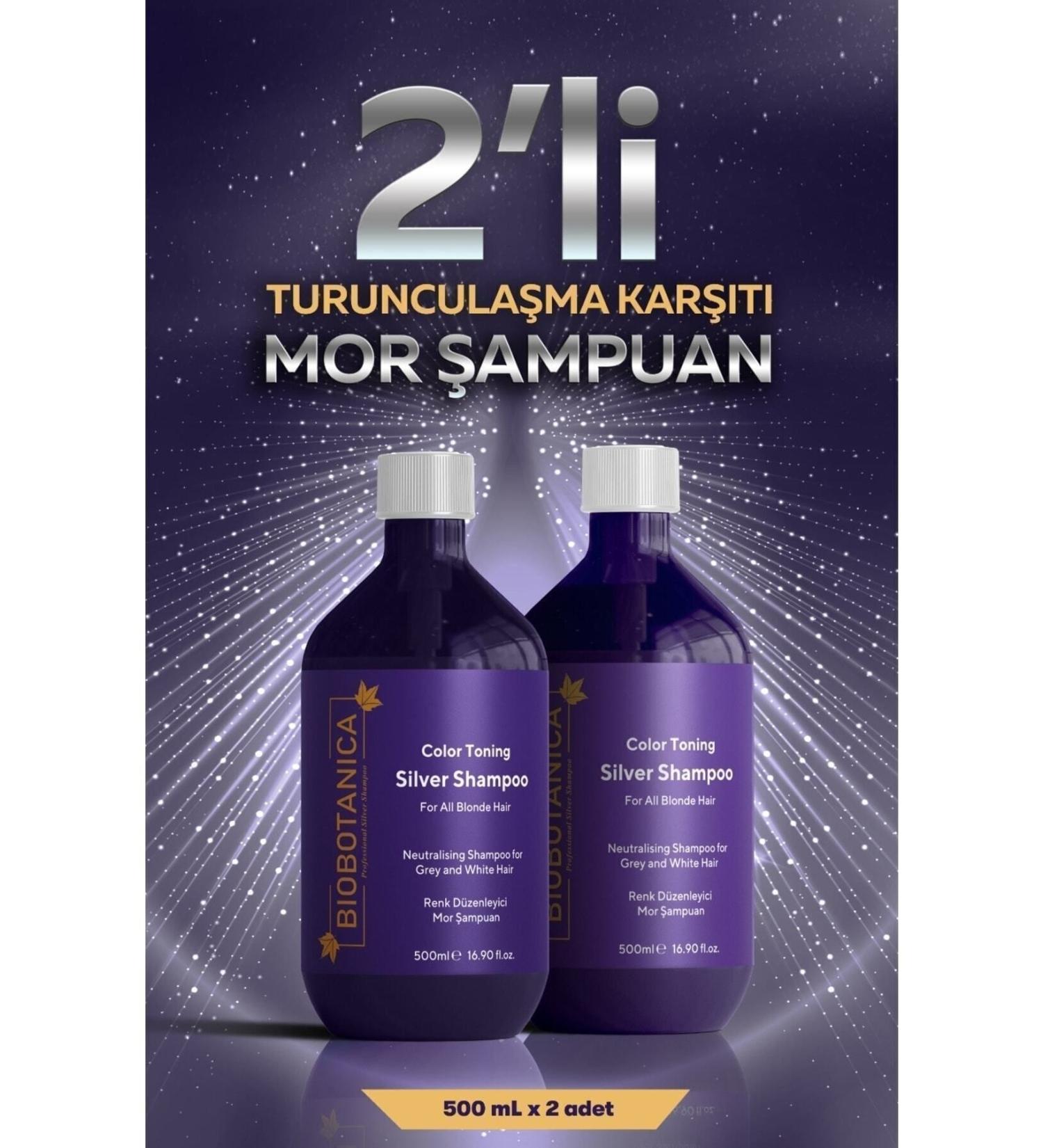 Biobotanica Silver Anti-Orange Purple Shampoo 2 X 500 Ml (2 Pieces)