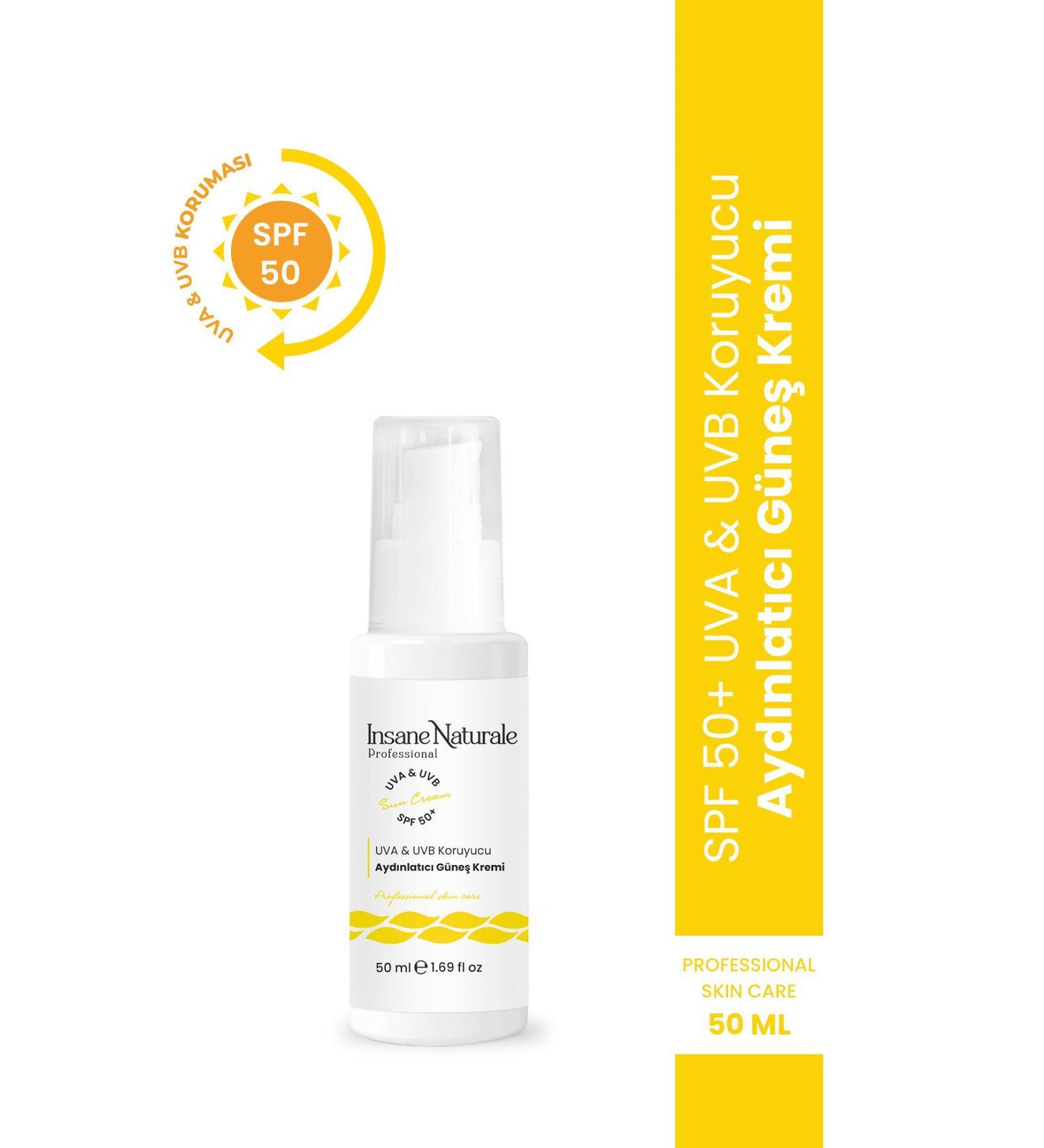 Insane Naturale Brightening Sun Cream - Spf 50 UVA & UVB Protective Sun Cream 50 ml - Buy Online on GoSupps.com