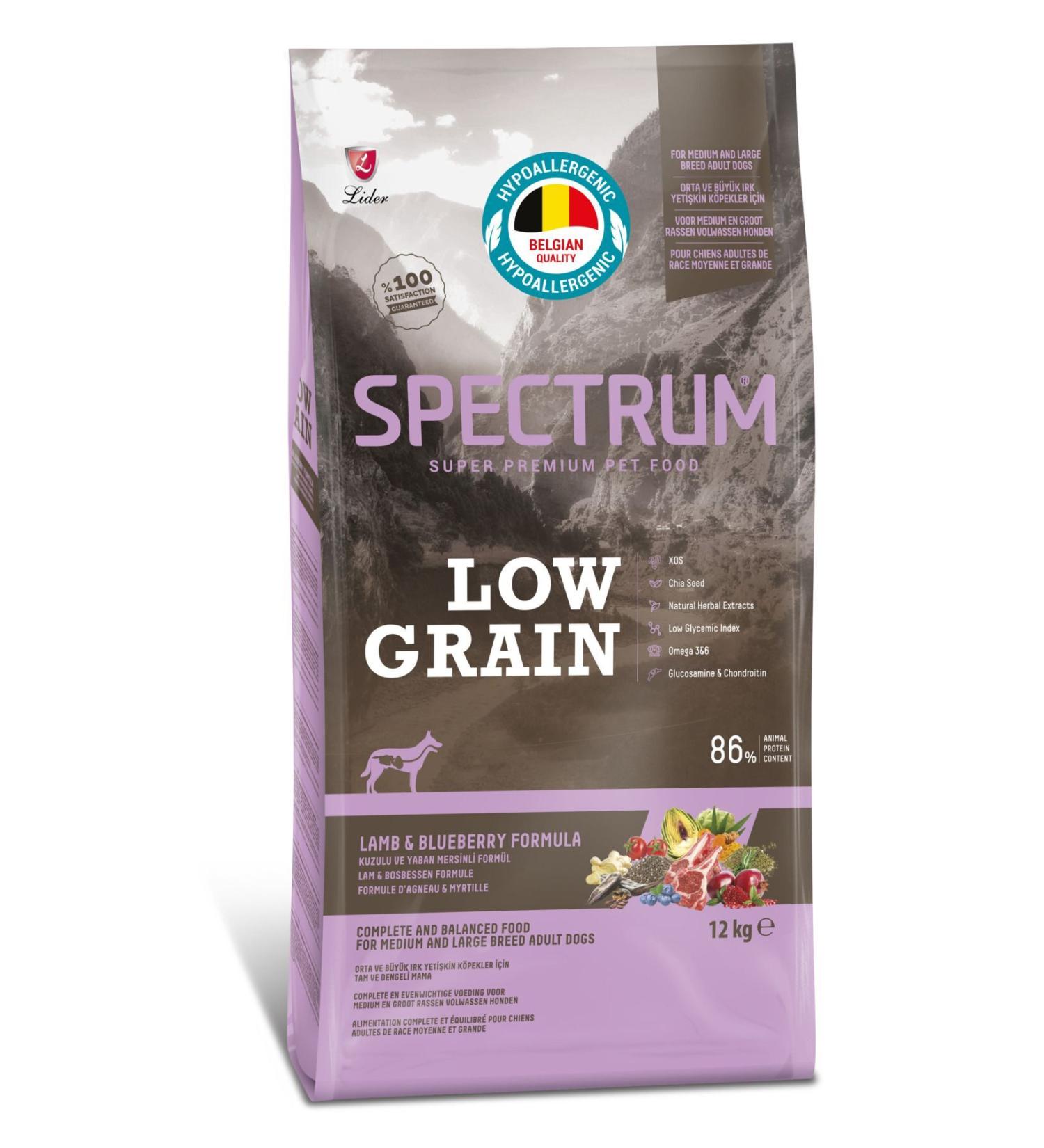 Spectrum Low Grain Lamb and Blueberry Adult Dog Food 12 Kg - Buy Online on GoSupps.com