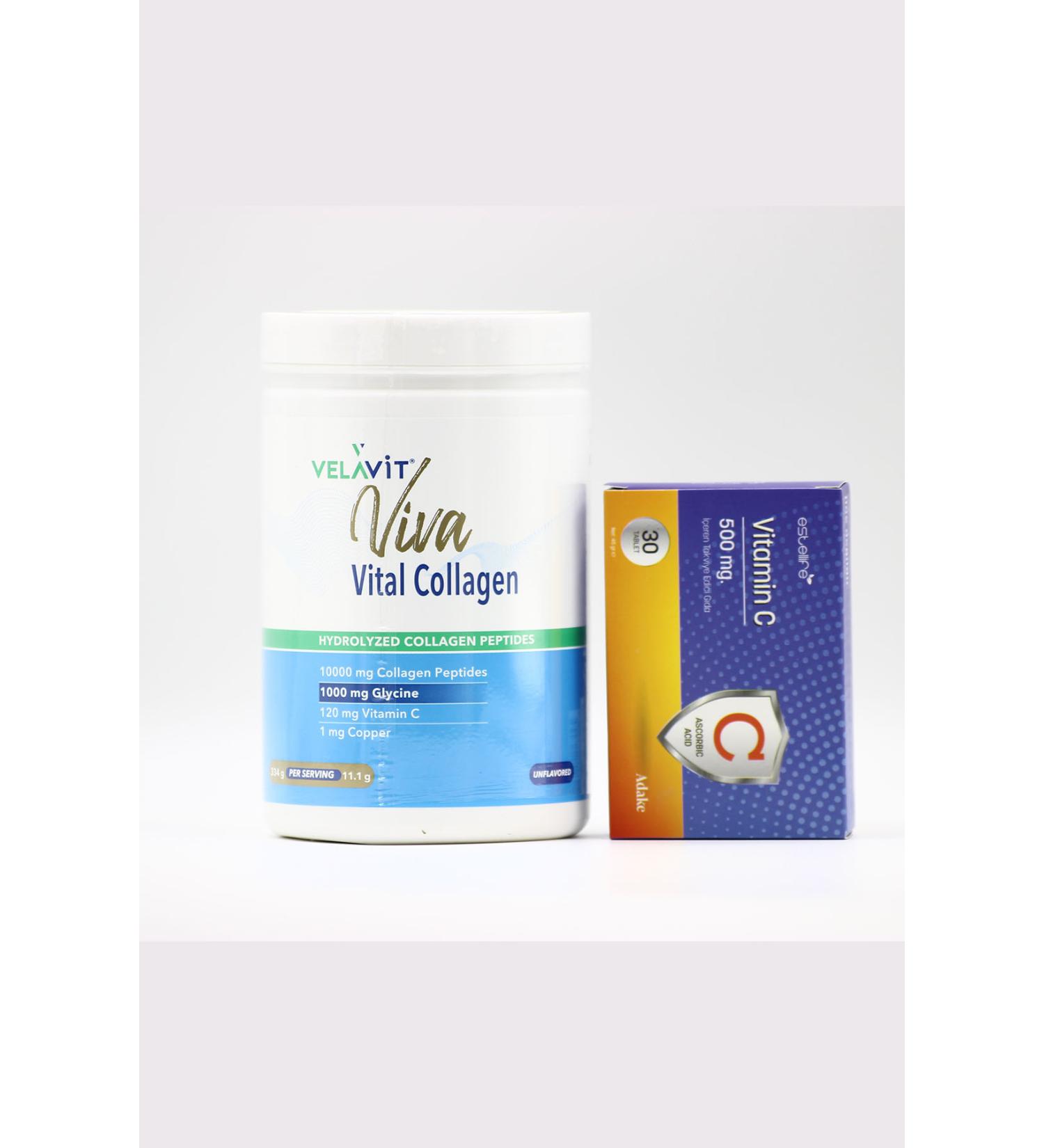 Velavit Viva Collagen Jar 334gr Vitamin C 500mg - Buy Online on GoSupps.com
