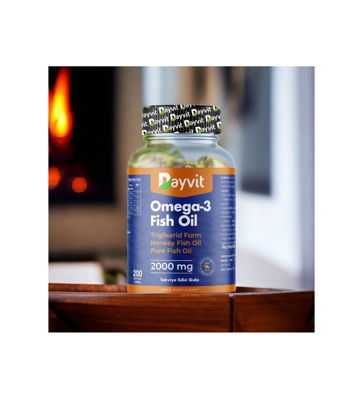 Dayvit Omega 3 Norway Fish Oil Hydrolyzed Collagen 2000mg 200 Capsules