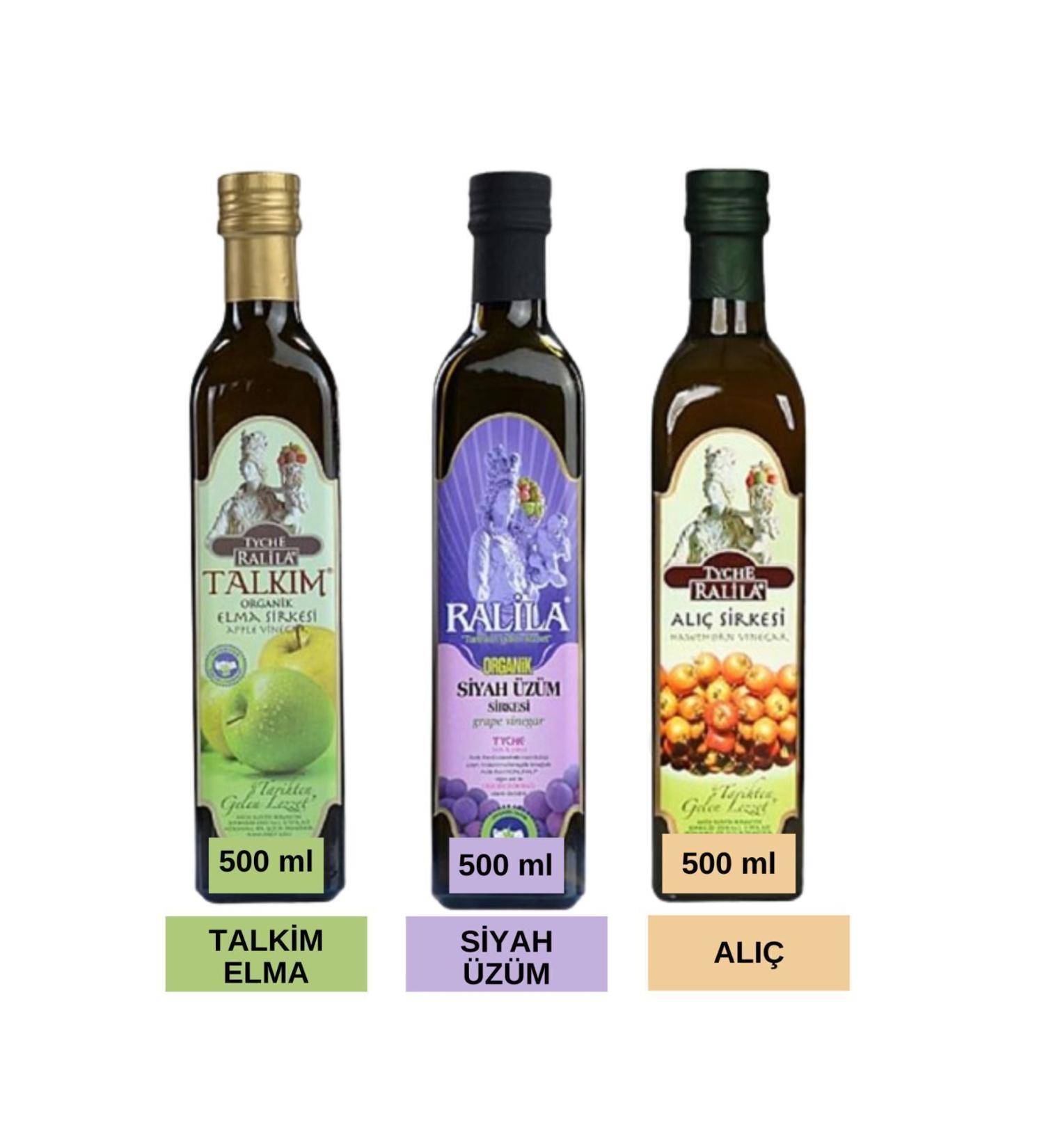 RAL LA Ralila Hawthorn Vinegar 500 ml Organic Talcim Apple Vinegar 500 ml Organic Black Grape Vinegar 500 ml