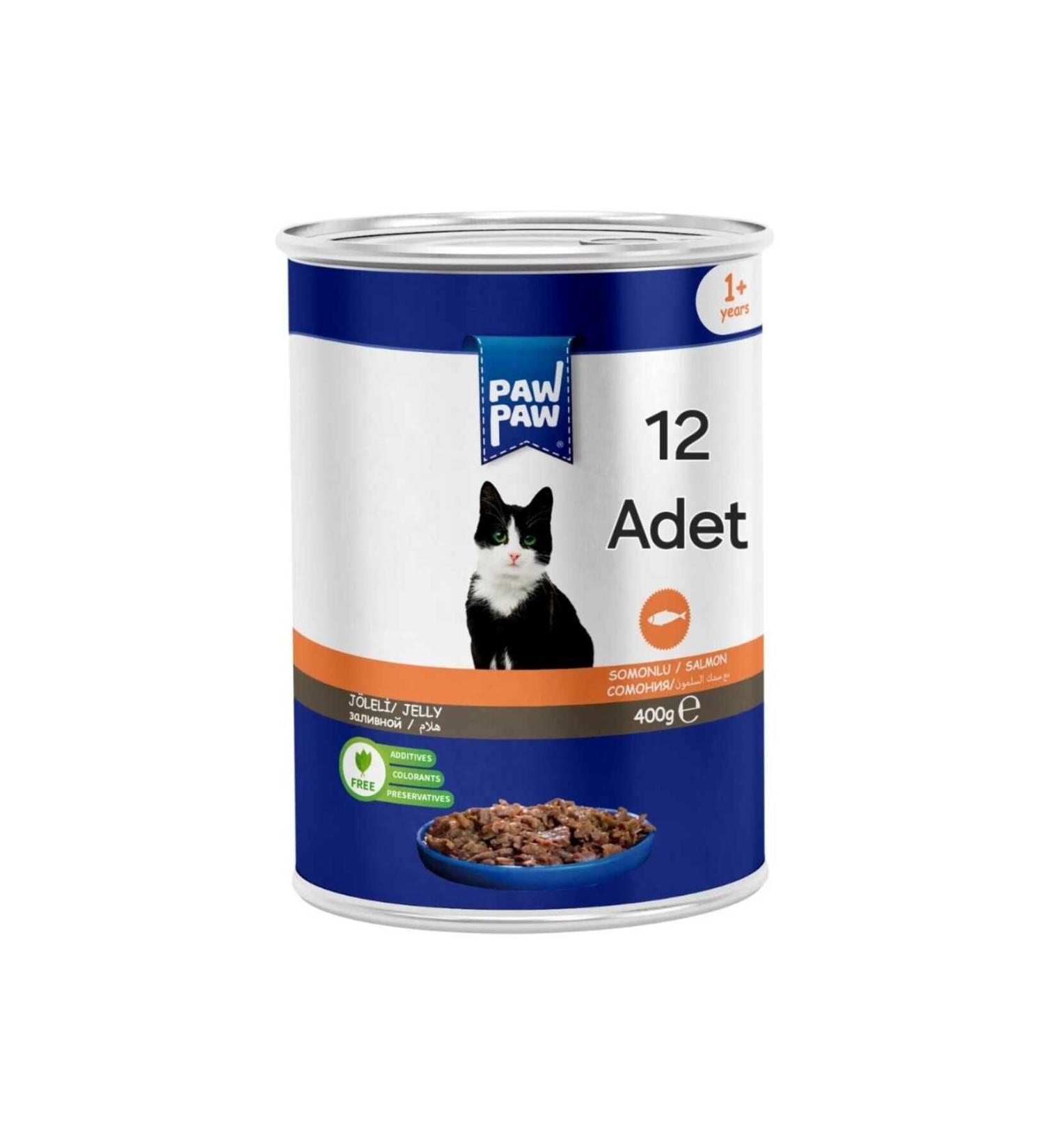 PawPaw Respected Pet Salmon Piece Meat Adult Cat Canned Food 400 gr 12 Pieces