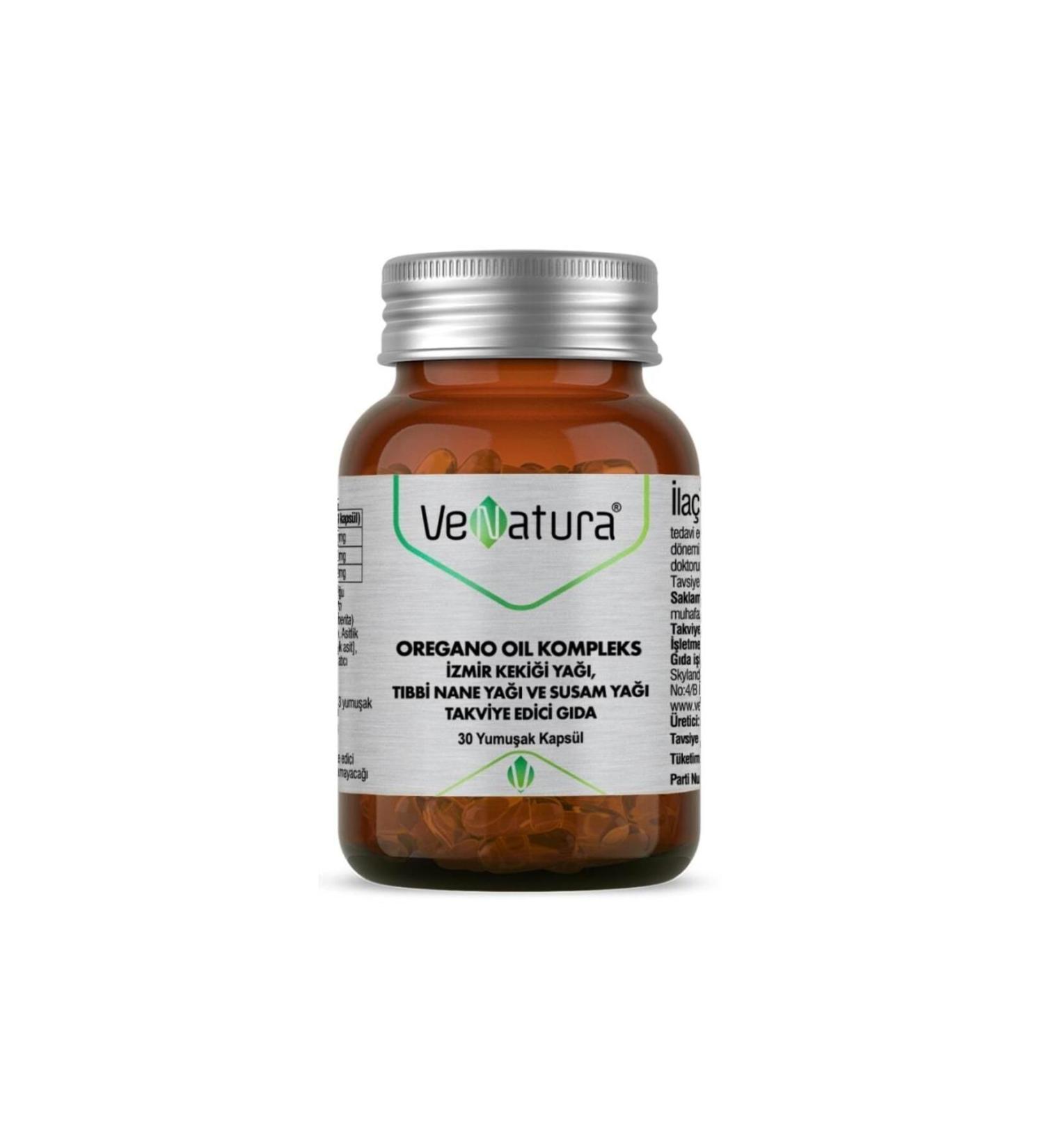 Venatura Oregano Oil Complex Izmir Thyme Oil Medicinal Mint and Sesame Oil 30 Capsules