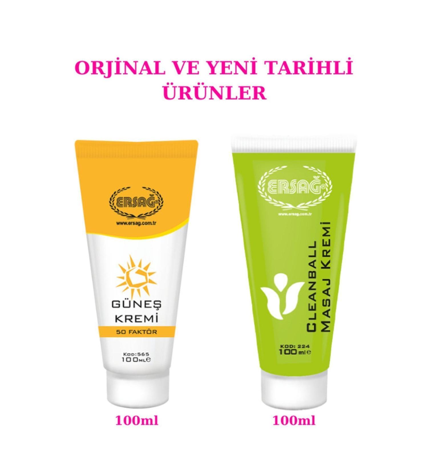 Ersa Sun Cream 50 Factor 100 Ml and Clean Ball Massage Cream 100 Ml