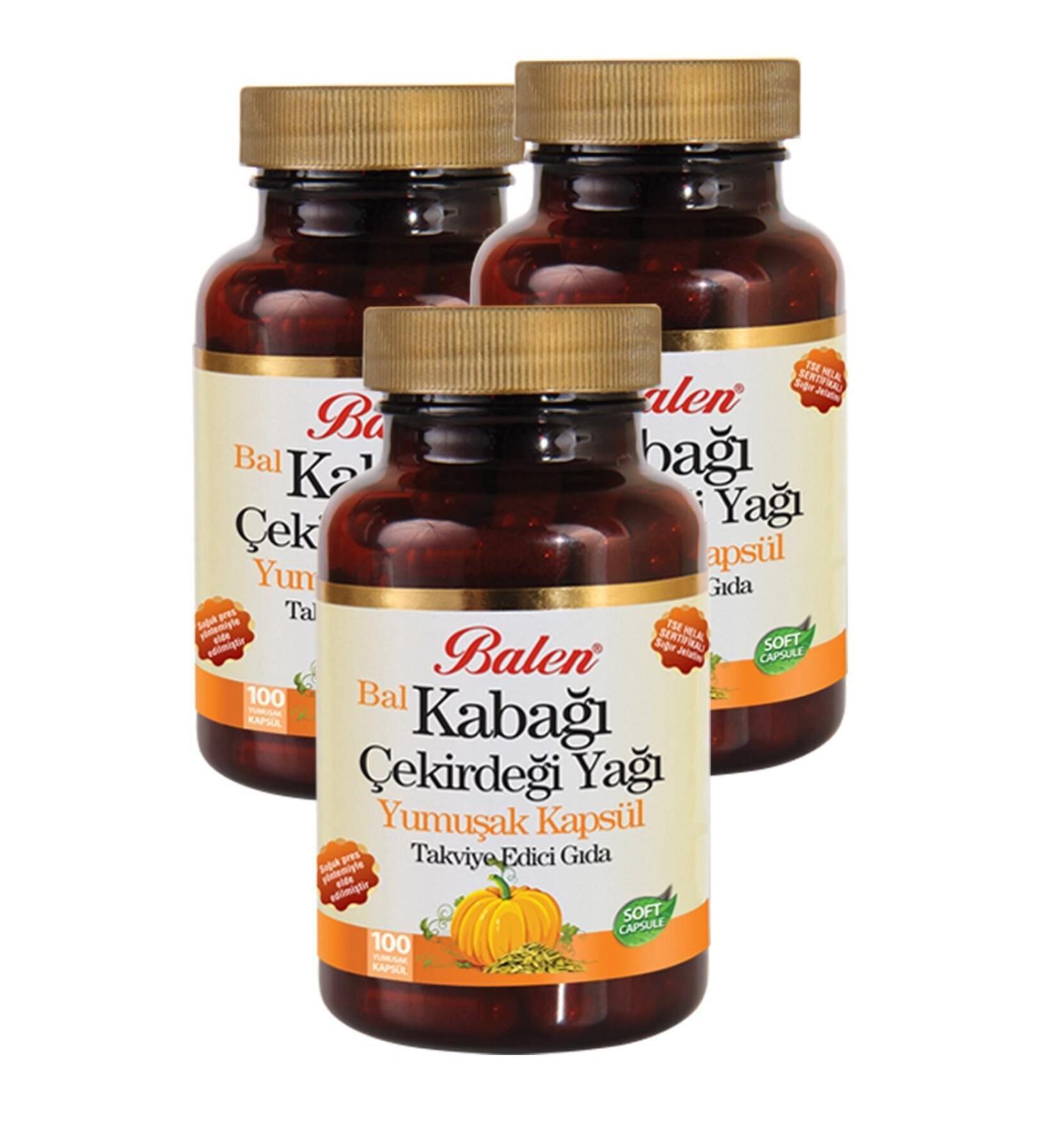 Balen 3 Boxes Pumpkin Seed Oil 100 Capsules X 1380 mg