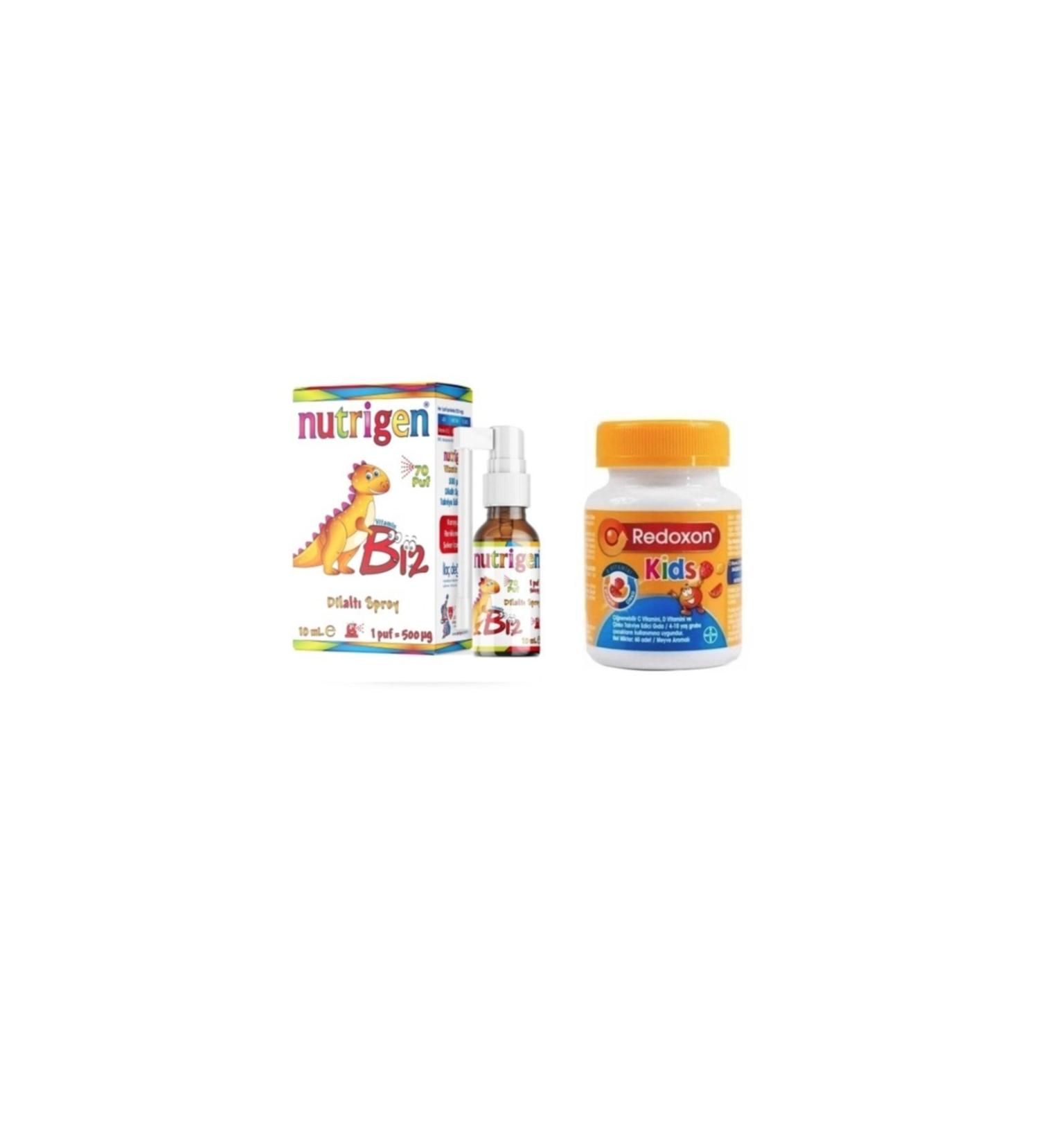 Nutrigen Vitamin B12 500 g 10 Ml Sublingual Spray (70 Puffs) + C D and Zinc Supplement for Children 60 Chewables