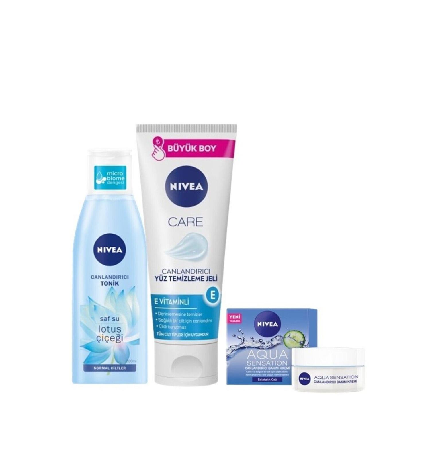 NIVEA Revitalizing Toner 200ml Revitalizing Face Cleansing Gel 225ml Face Care Cream Aqua Sensation 50ml