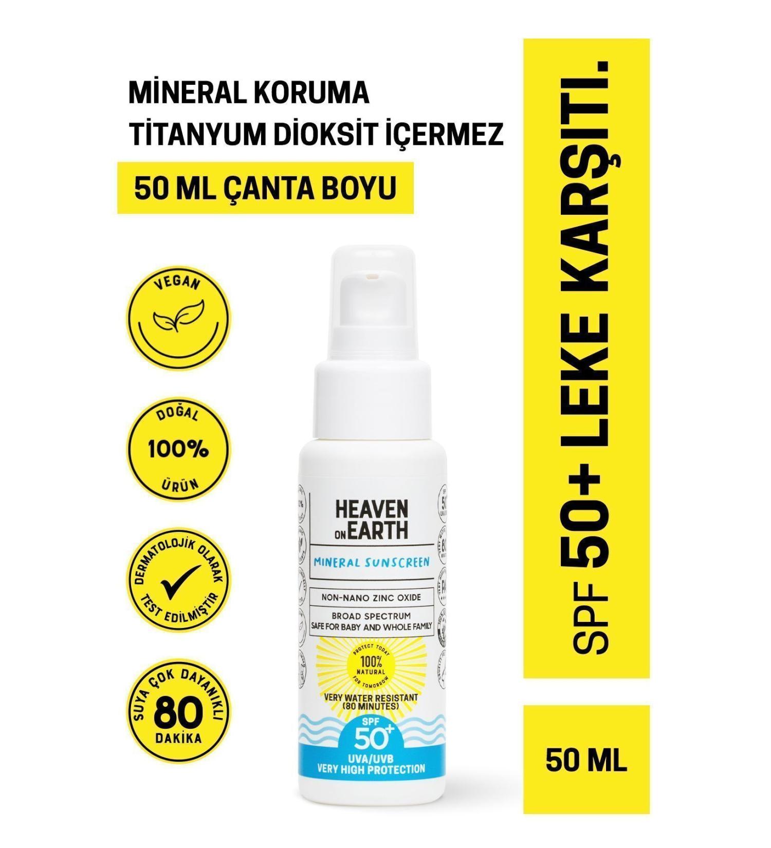 Heaven on Earth Mineral Sunscreen 0 Natural and Organic Content Protective Water Resistant Vegan 50 Spf 50 ml - Buy Online on GoSupps.com