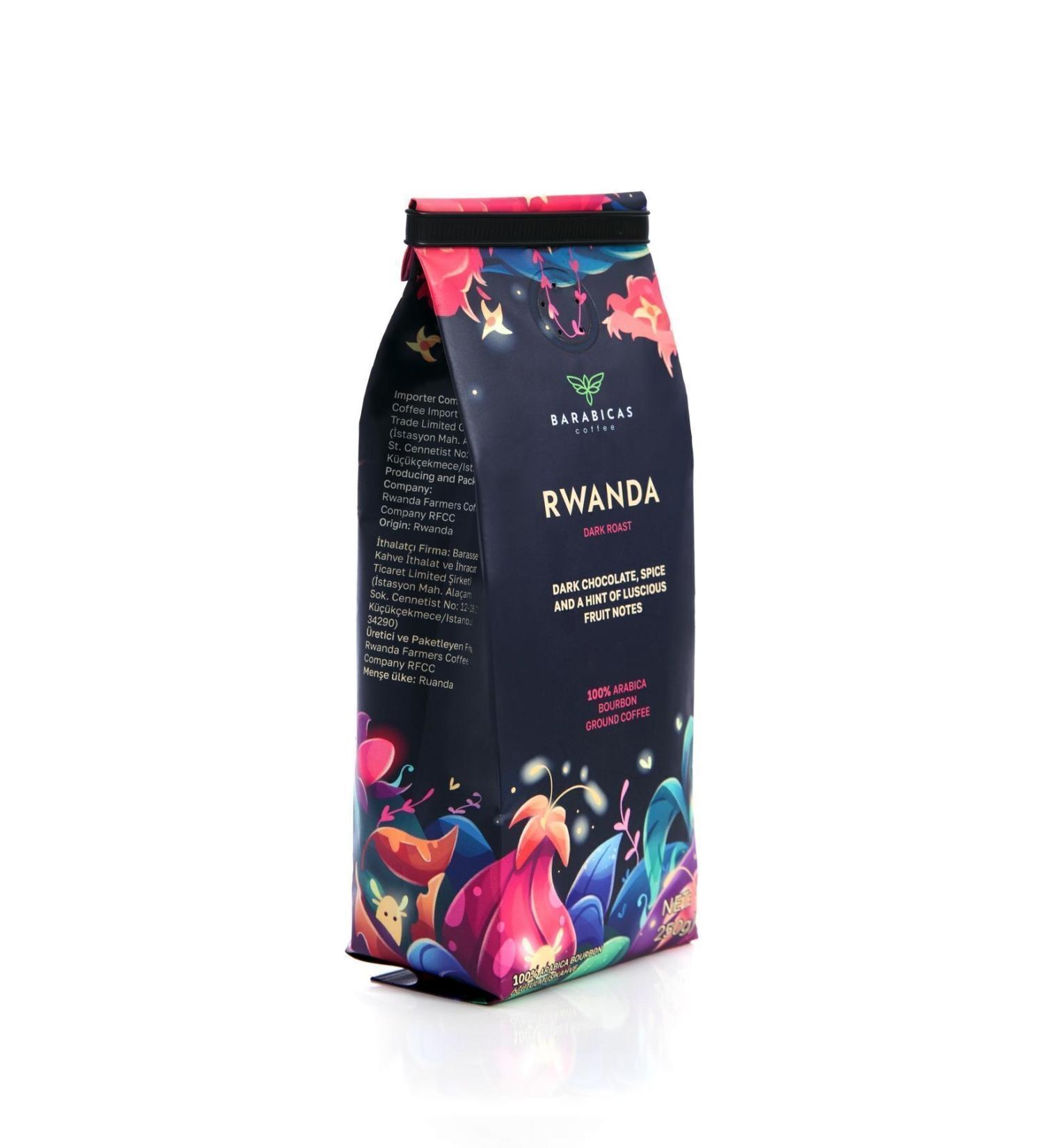 BARABICAS Rwanda 100% Arabica Bourbon - Dark Roast - Ground Coffee - 250gr - Buy Online on GoSupps.com