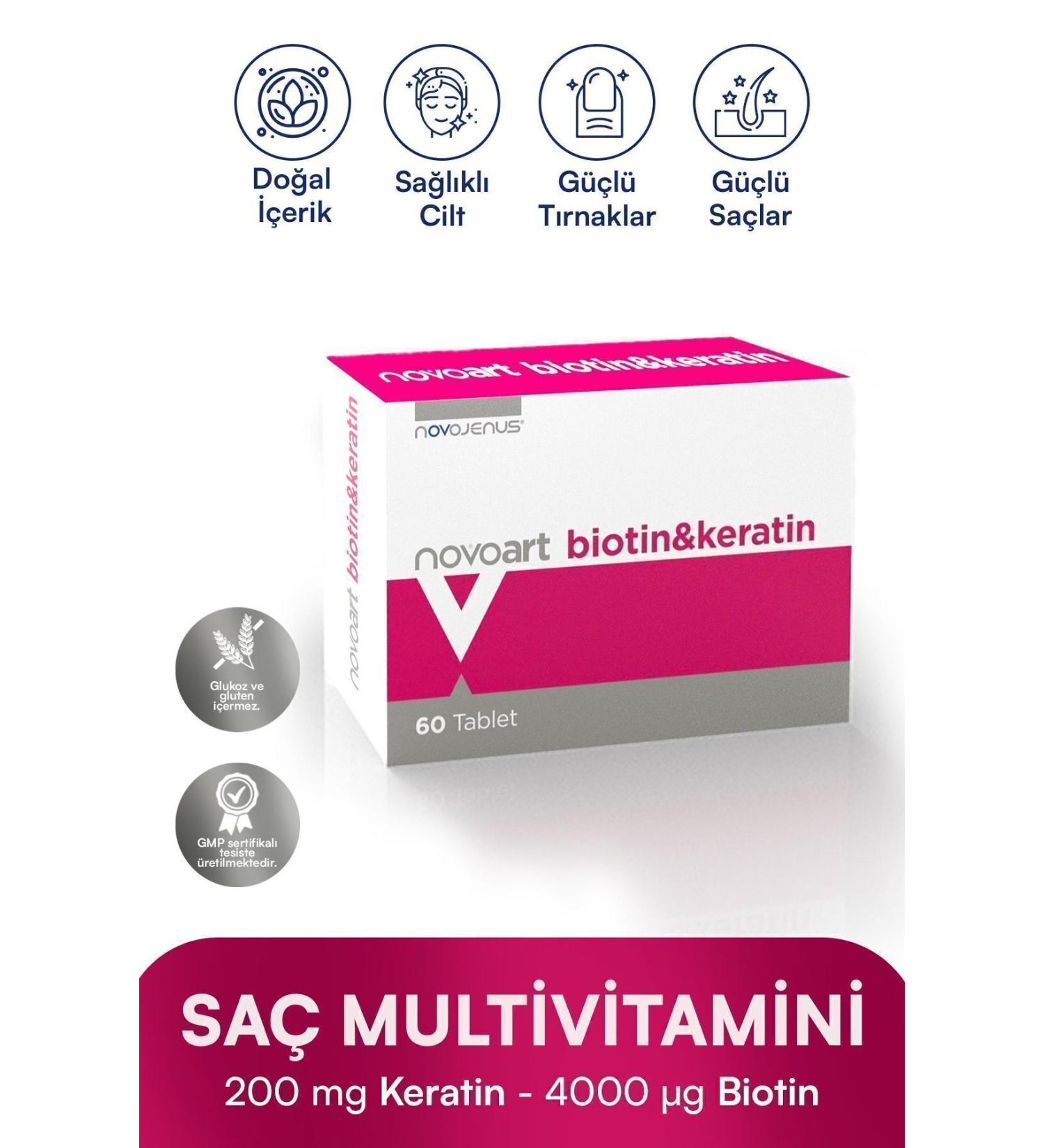 NOVOART Biotin&keratin (HYDROLYZED COLLAGEN HERBAL EXTRACTS ZINC VITAMINS) Hair Vitamin 60 Tablets