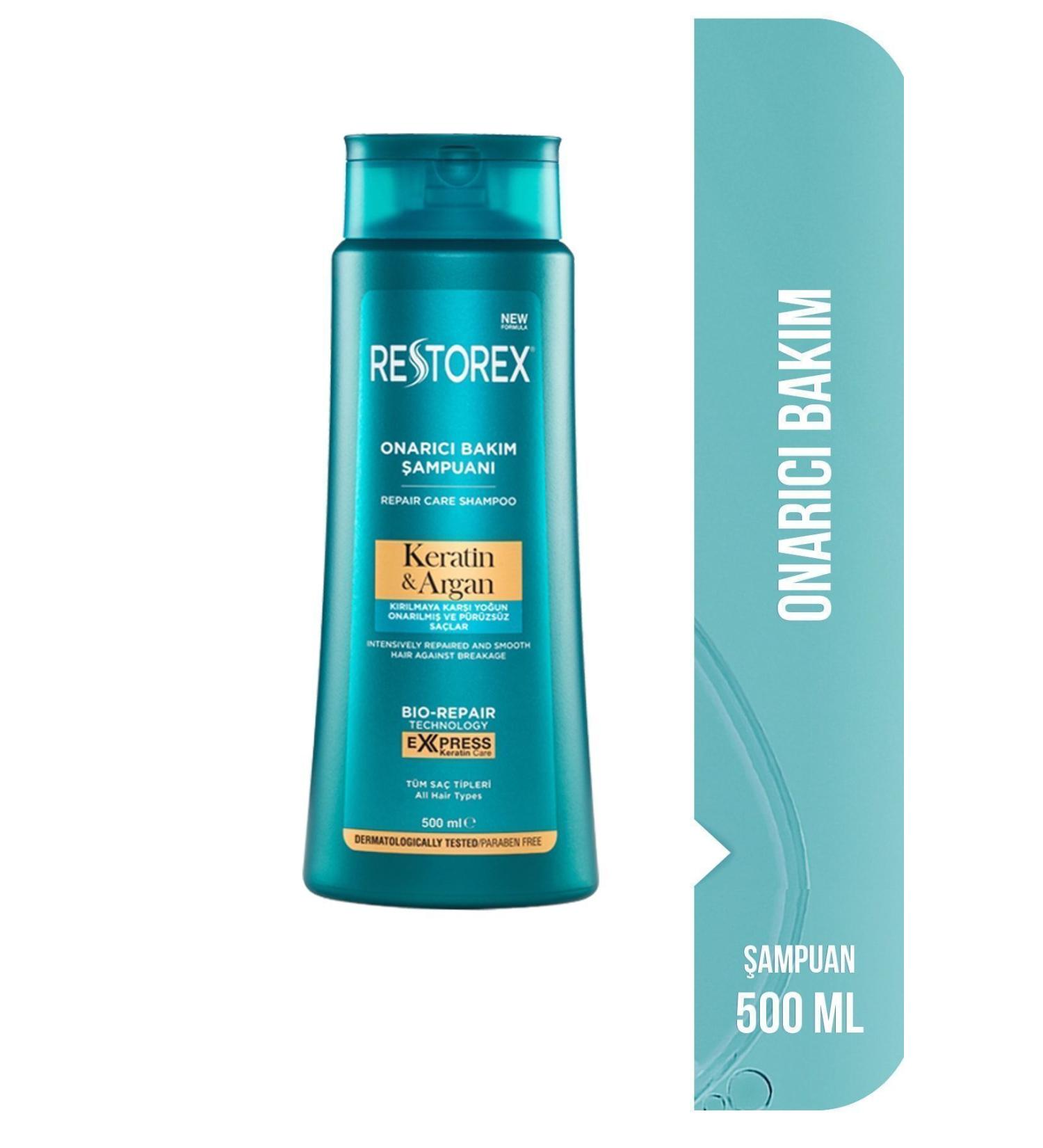 Restorex Repairing Keratin Argan Care Shampoo for Broken and Processed Hair 500 ml - Buy Online on GoSupps.com