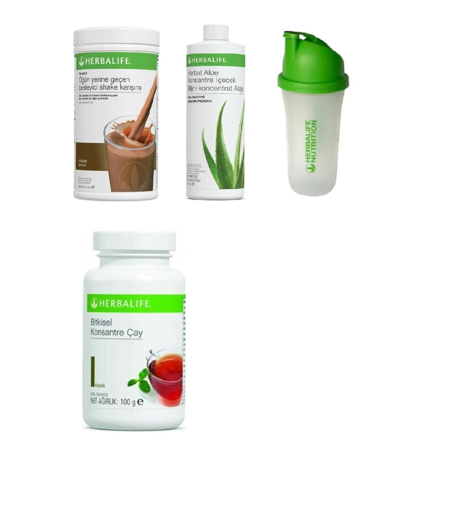 Herbalife Set Chocolate Shake- Aloe Juice 100 gr Classic Tea and Shaker