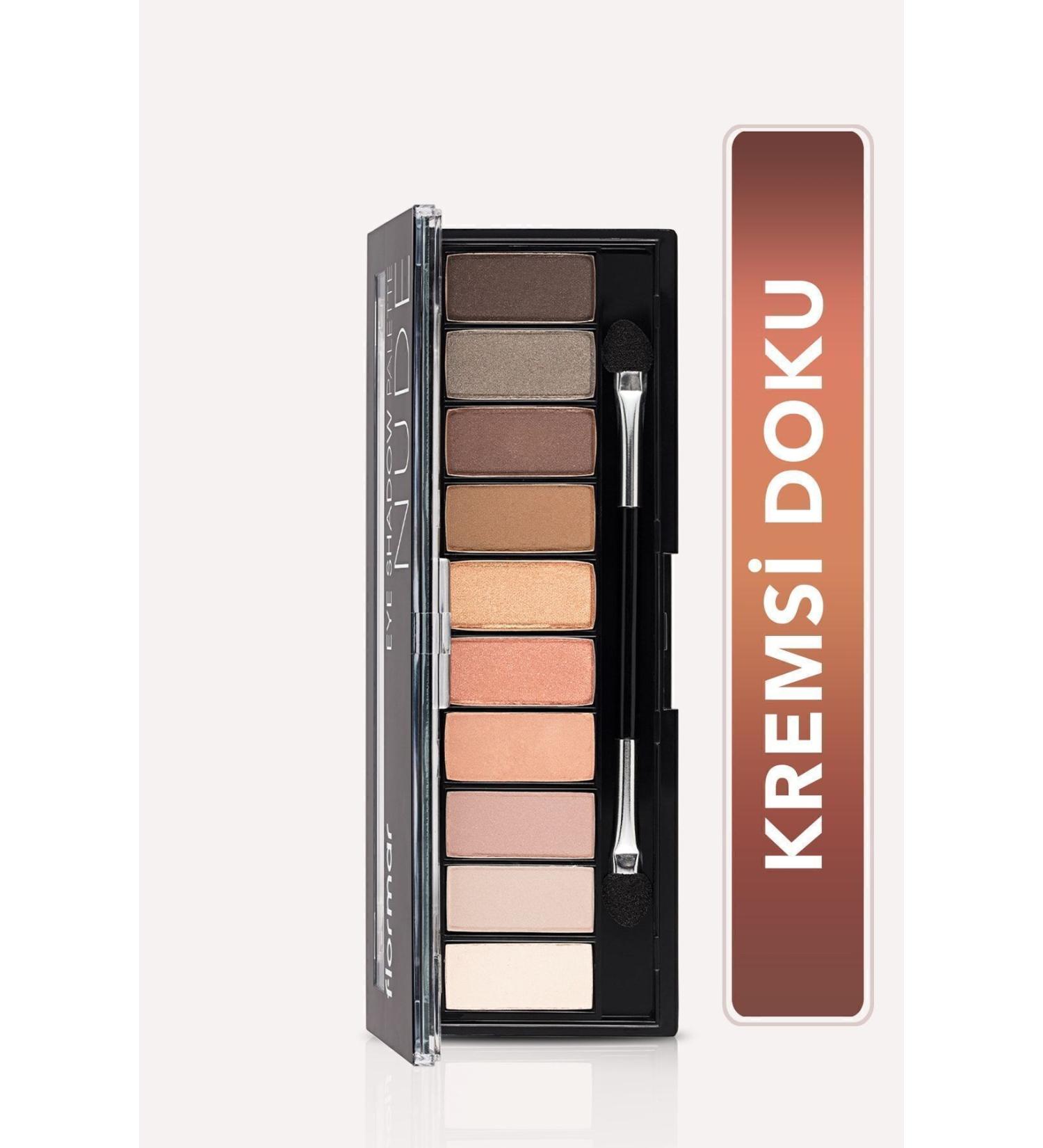 Flormar 10-Piece Eyeshadow Palette (LIGHT NUDE AND EARTH TONES) - Eyeshadow Palette - 001 Nude - 8690604479511 - Buy Online on GoSupps.com