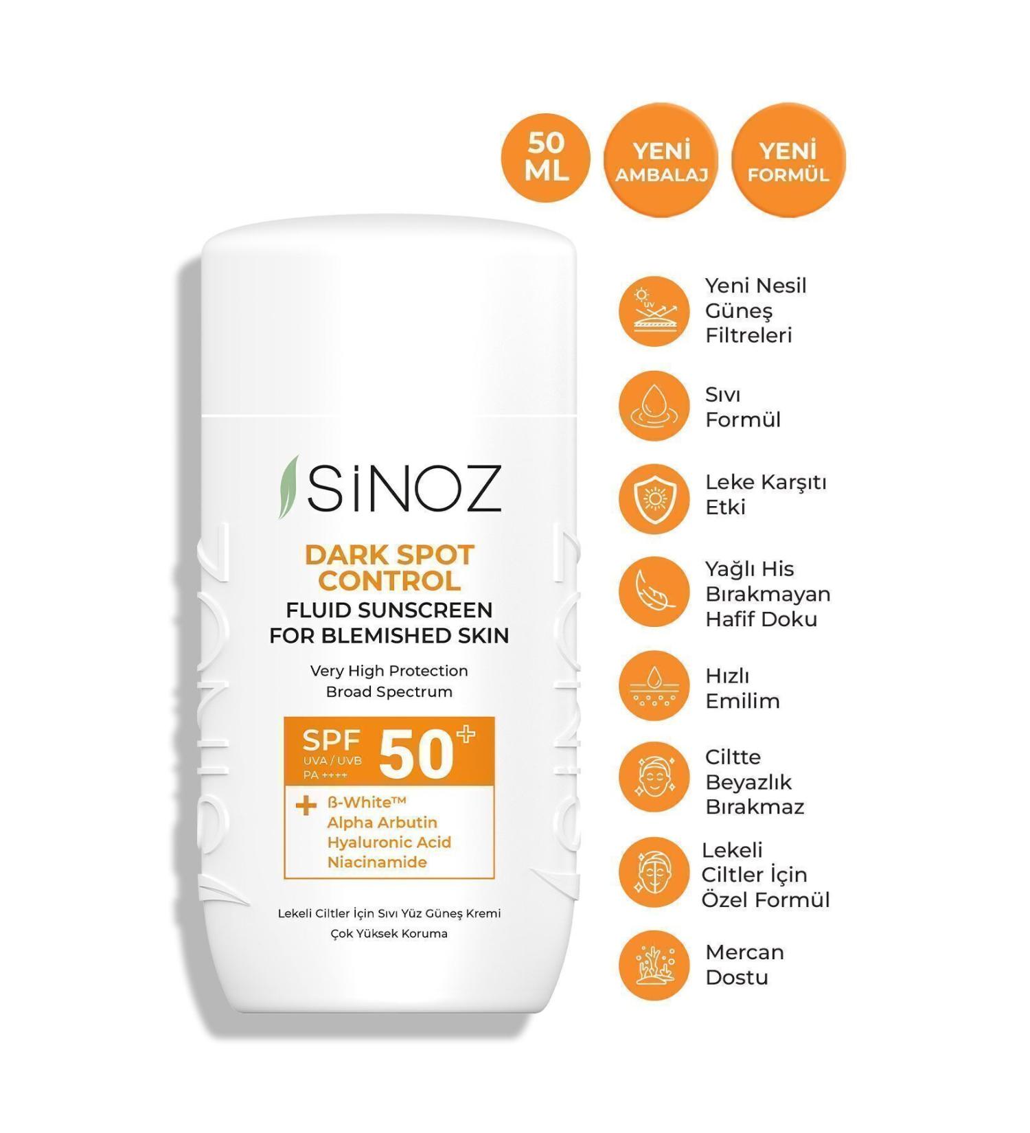 Sinoz Spf50 Dark Spots Effective Liquid Face Sun Cream - New Generation Sun Filters Hybrid Formula - Buy Online on GoSupps.com