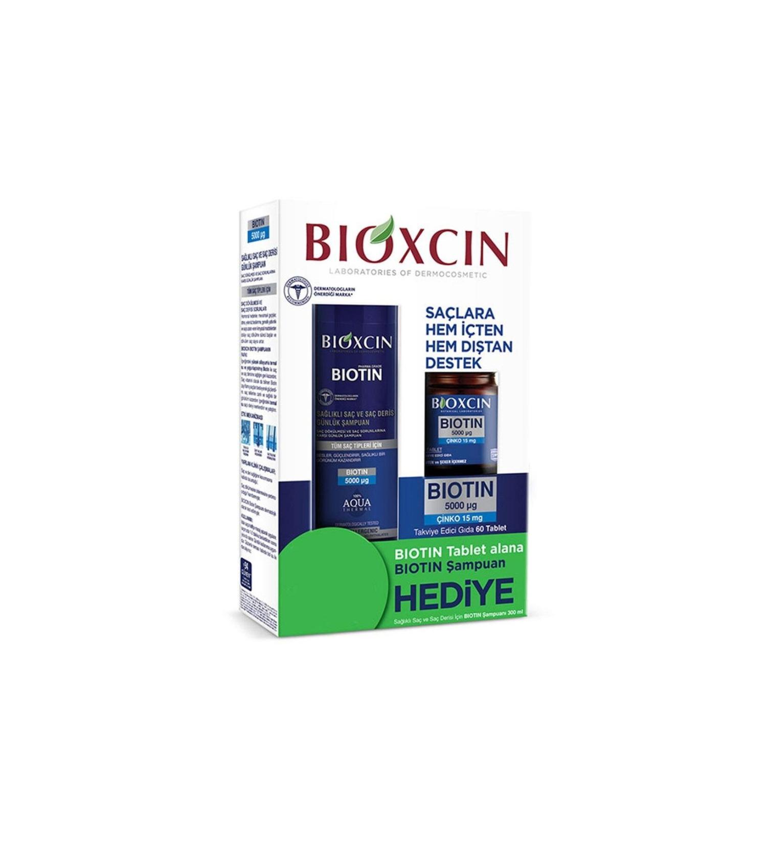 Bioxcin Biotin 5.000 Mcg 60 Tablets 1 PCS + Biotin Shampoo 300 Ml 1 PCS + 100ml Facial Cleansing Gel 1 PCS