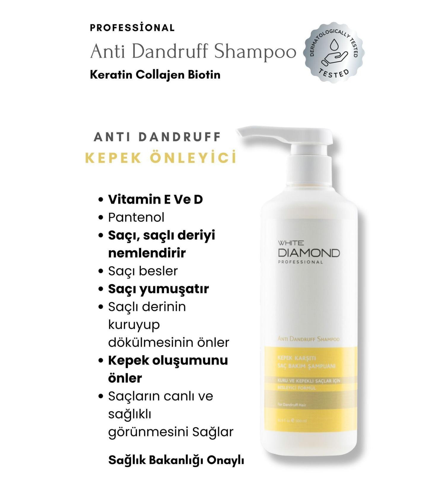 WHITE DIAMOND Anti-Dandruff Strong Effective Nourishing Hair Care Shampoo 500 ml - Buy Online on GoSupps.com