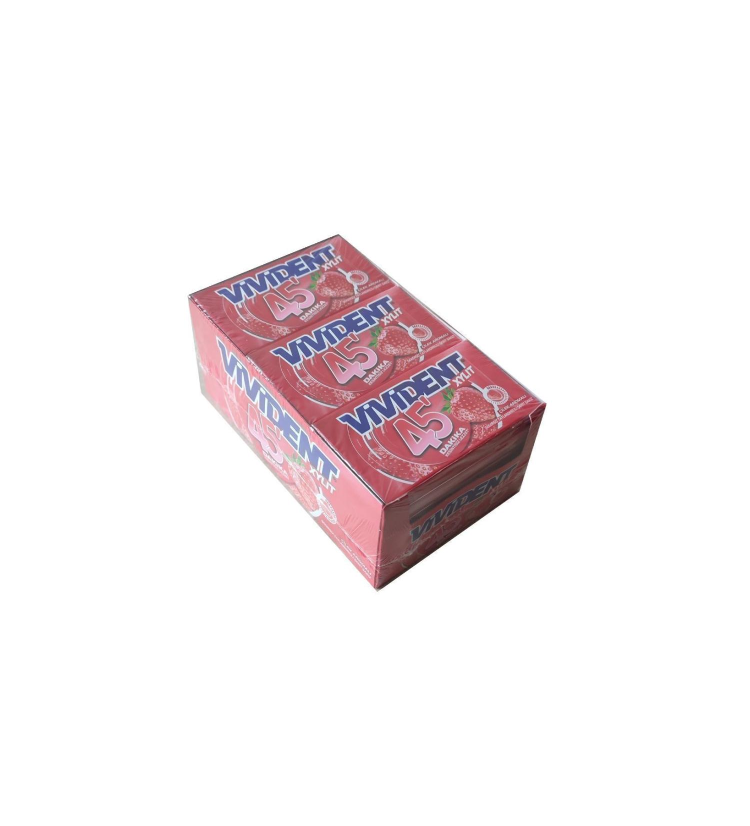 Vivident Xylit 45 Minutes Strawberry Flavored Wallet Gum 26 G. * 18 Pieces - Buy Online on GoSupps.com