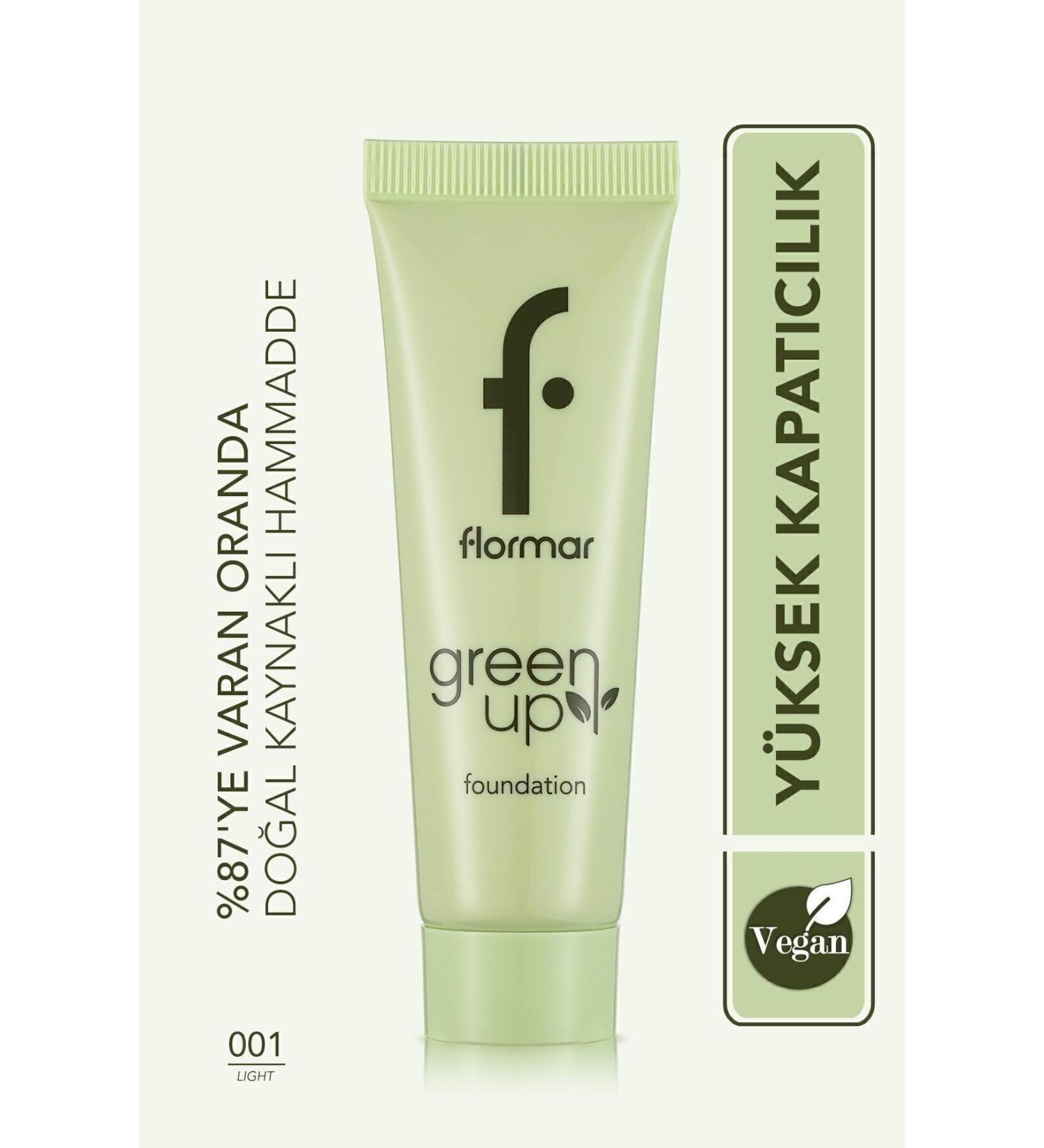 Flormar Semi-Matte Finish Water Based Vegan Foundation - Green Up Foundation - 001 LIGHT - 4251903322201 - Buy Online on GoSupps.com