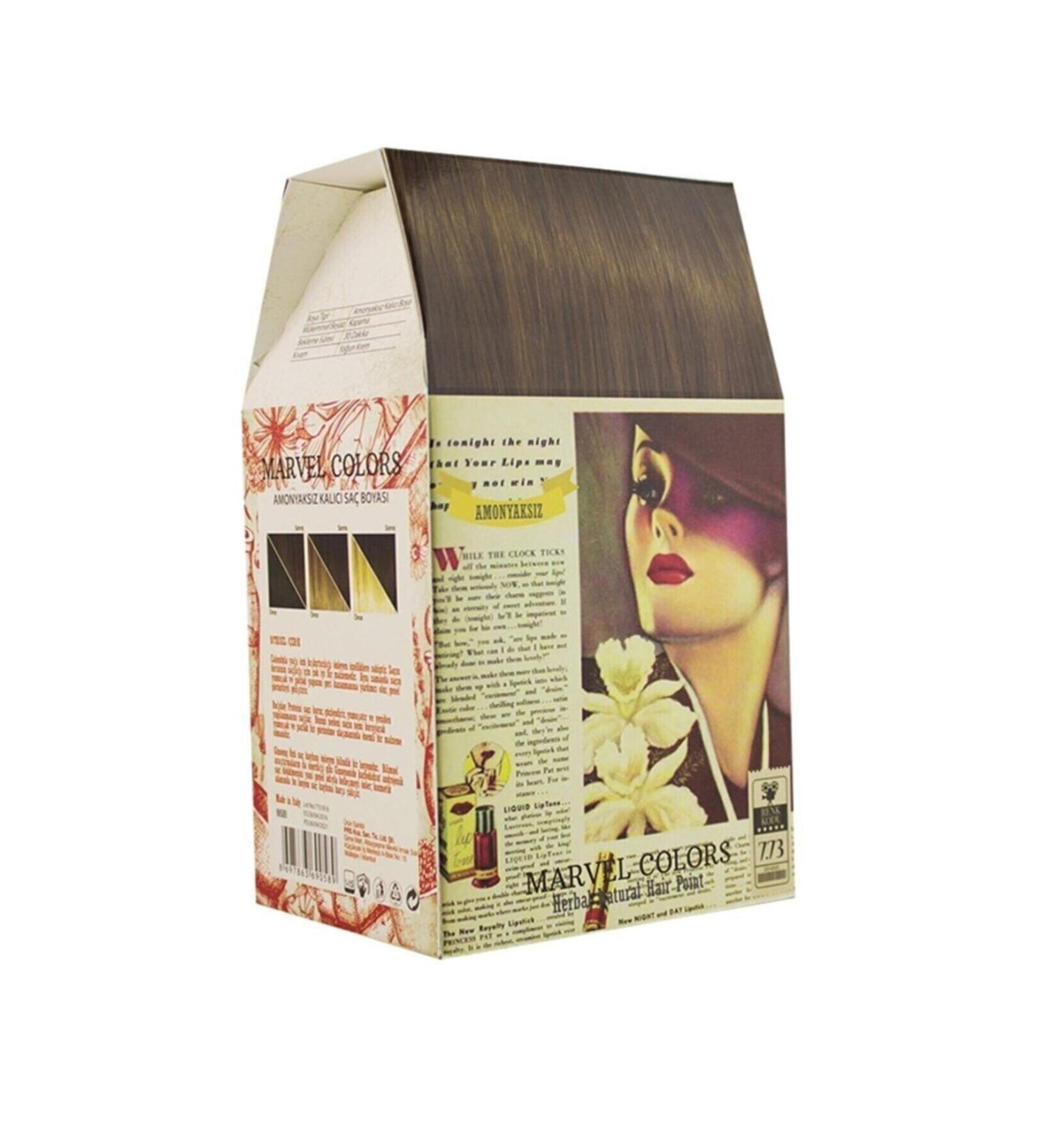 Marvel Colors Marvel Hair Dye Ammonia Free Natural Hair 7.73 Medium Blonde Tobacco
