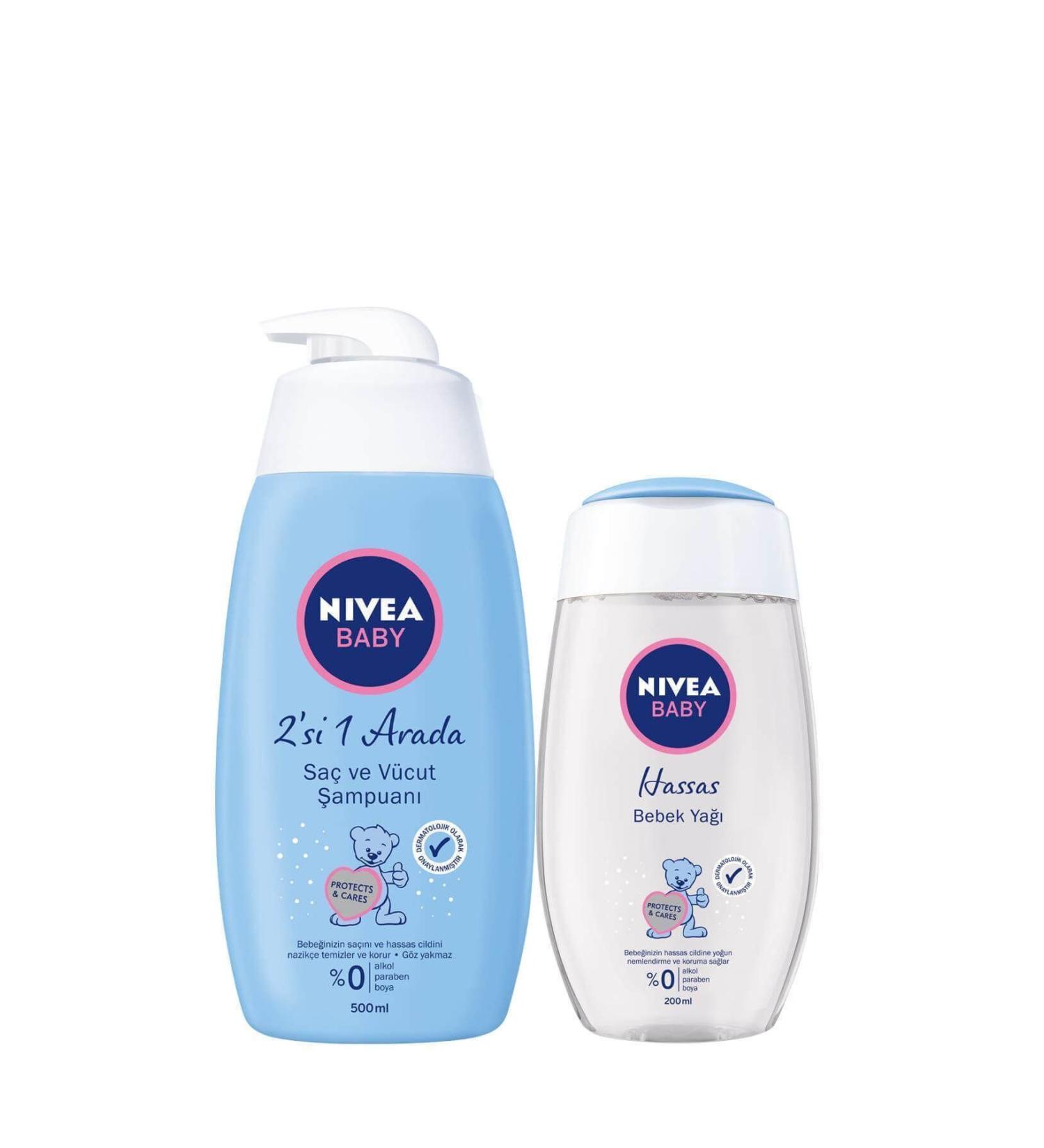 NIVEA Hair and Body Shampoo Baby 500 Ml + Baby Oil 200 Ml