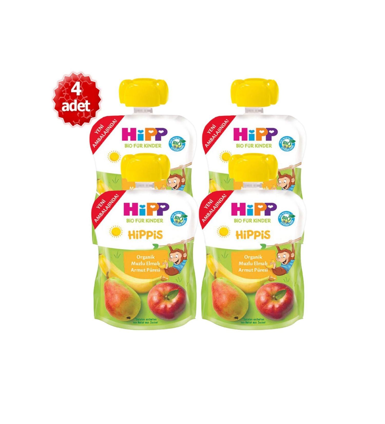 Hipp Organic X 4 Pieces Banana Apple Pear Puree 100gr