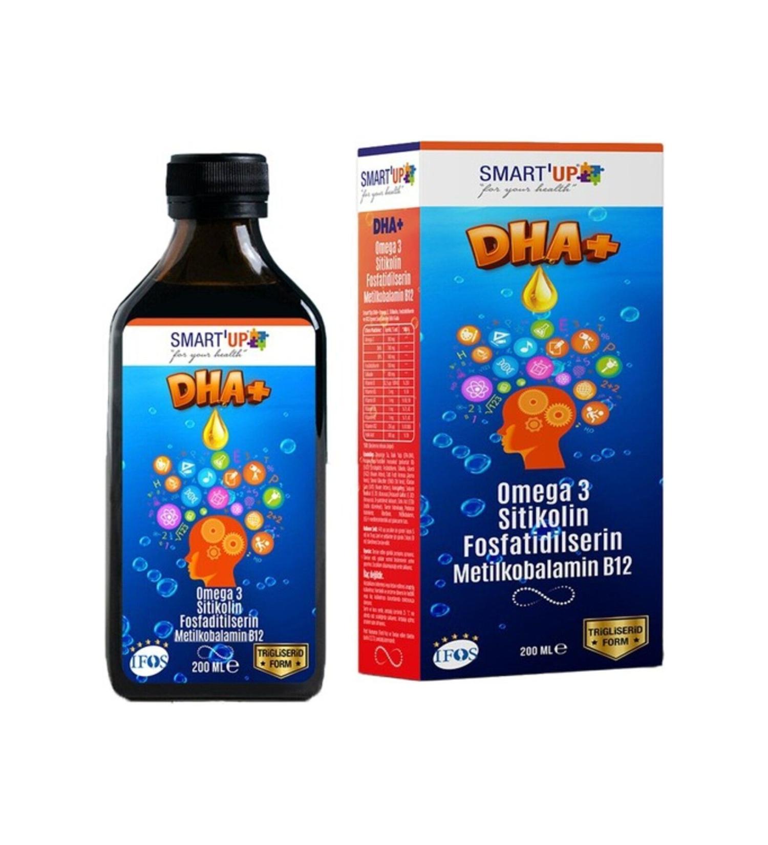 SMART UP Citicoline Dha Omega 3 and Phosphatidylserine Containing Fish Oil B12 200 ml Syrup
