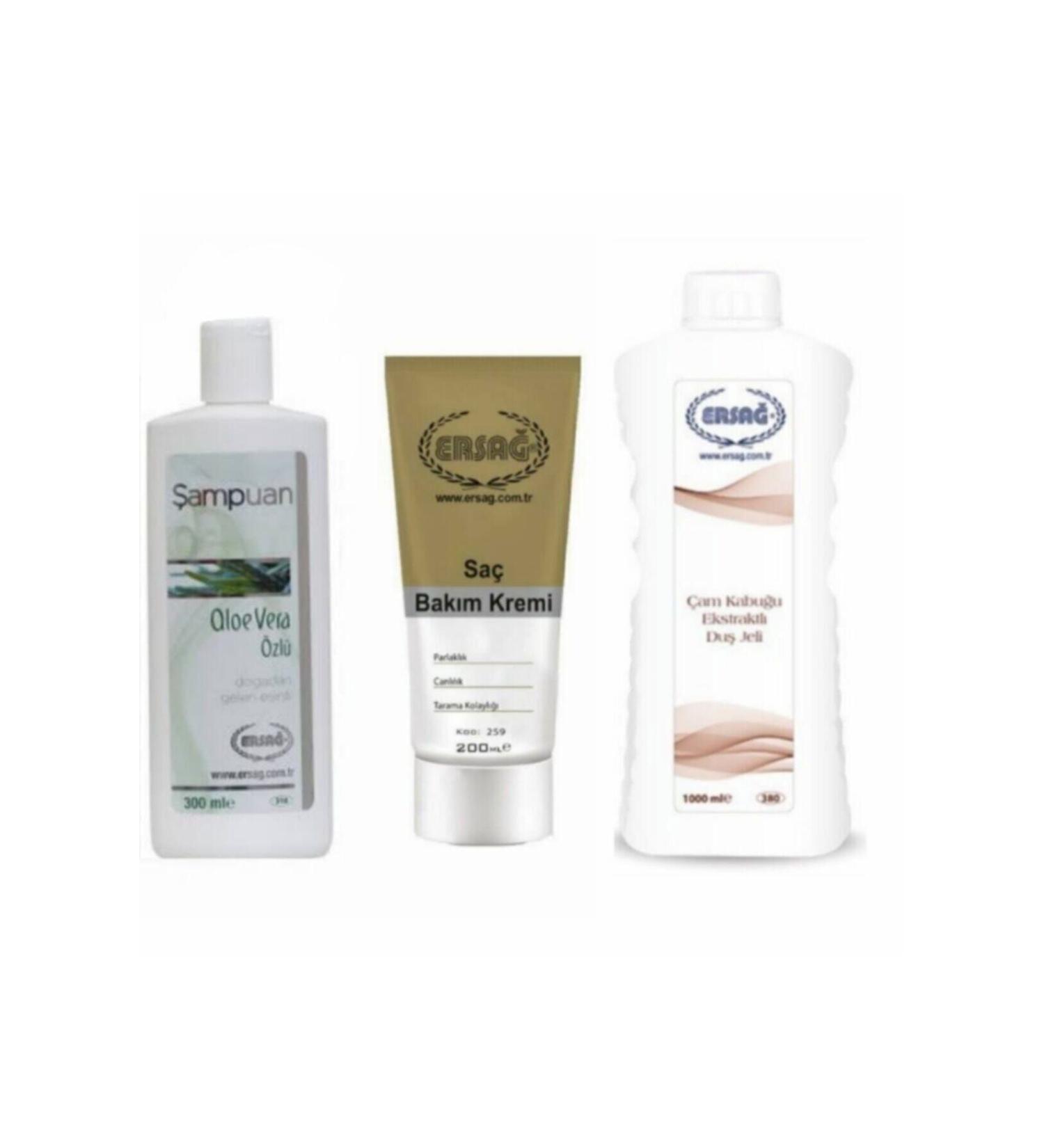 Ersa Aloe Vera Essence Shampoo + Pine Bark Shower Gel + Hair Conditioner
