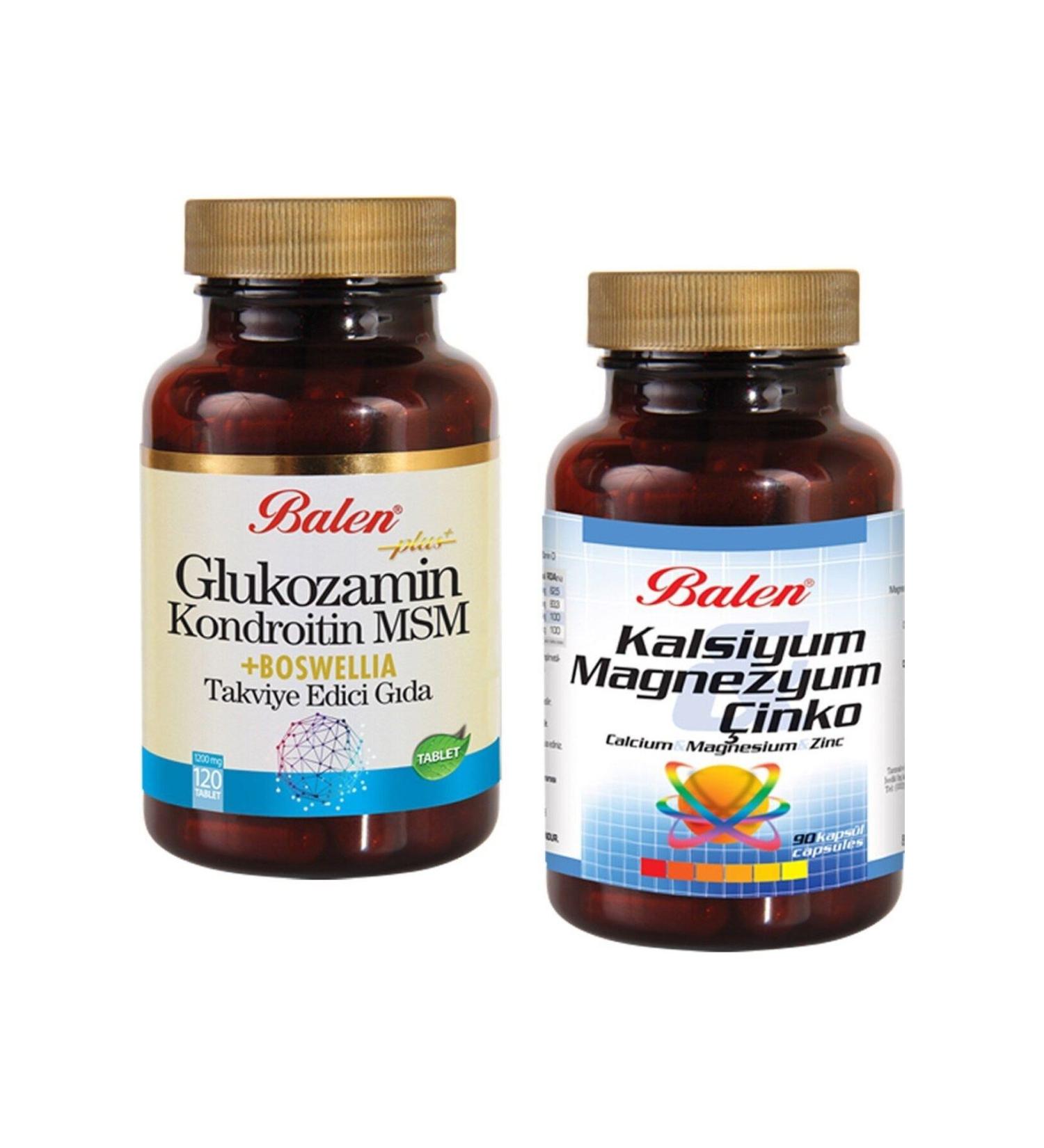Balen 2-Piece Set Glucosamine Chondroitin Msm Boswellia And Calcium Magnesium Zinc Capsule
