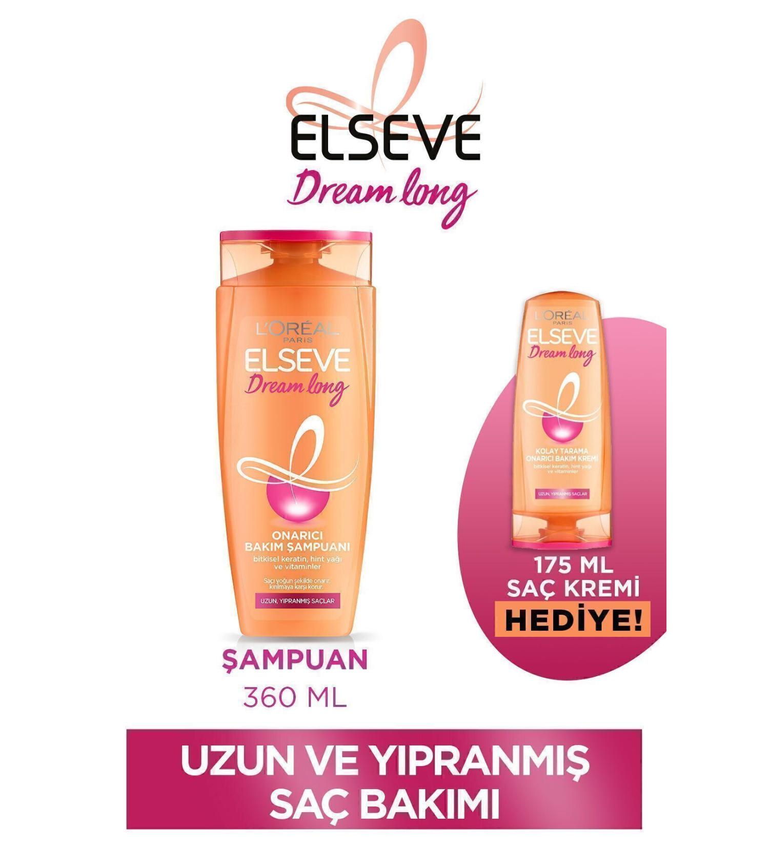 Elseve Long Hair Care Set - Dream Long Repair Care Shampoo 360 ml & Hair Care Conditioner 175 ml - Buy Online on GoSupps.com