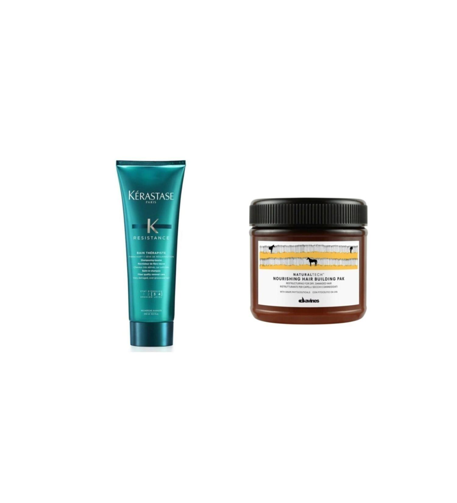 Kerastase Resistance Therapiste Shampoo 250ml + davines Nourishing Damaged Dry Hair Mask 250ml