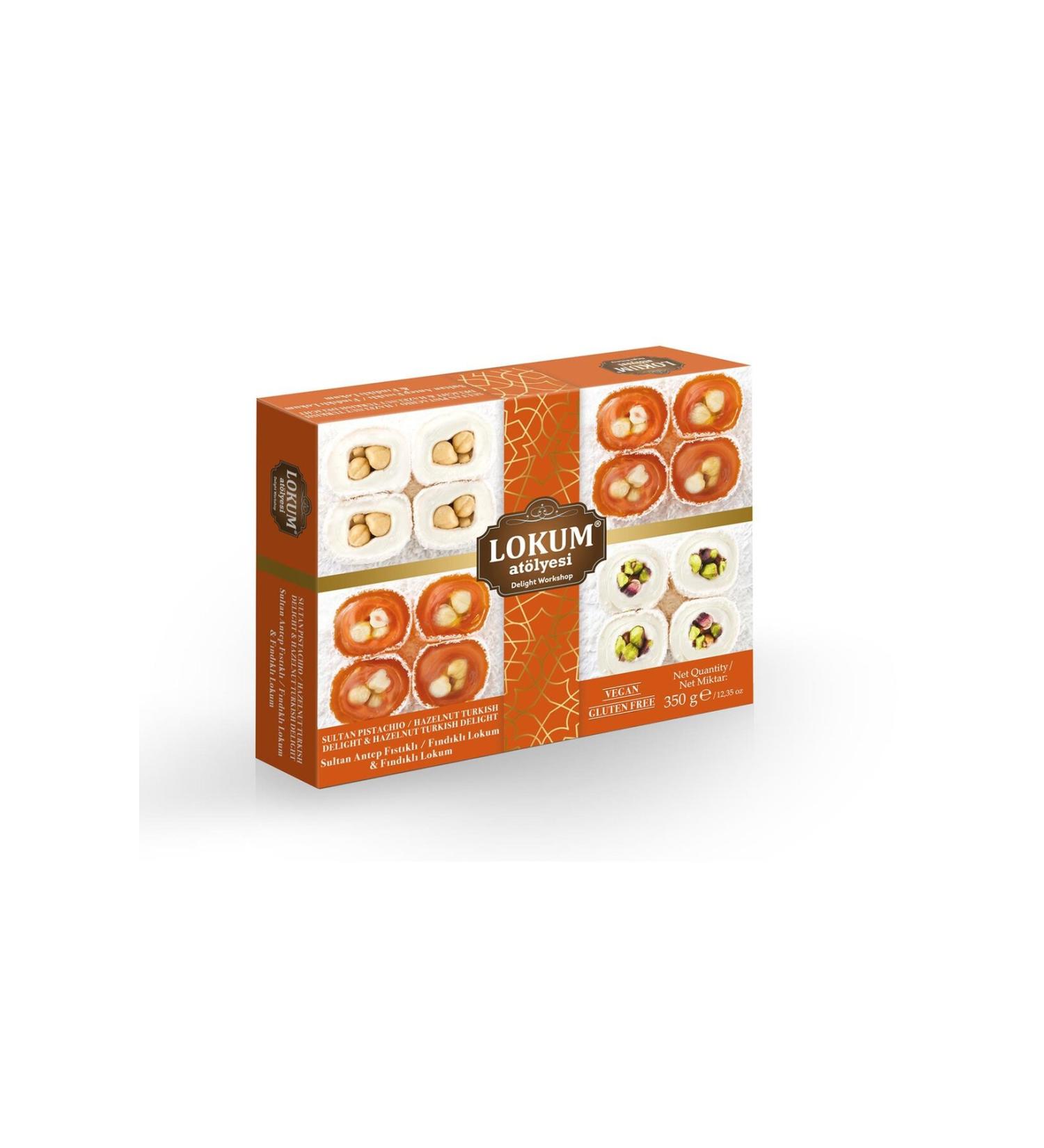 Turkish Delight Workshop Sultan Turkish Delight with Pistachio / Hazelnut & Hazelnut Turkish Delight 350g