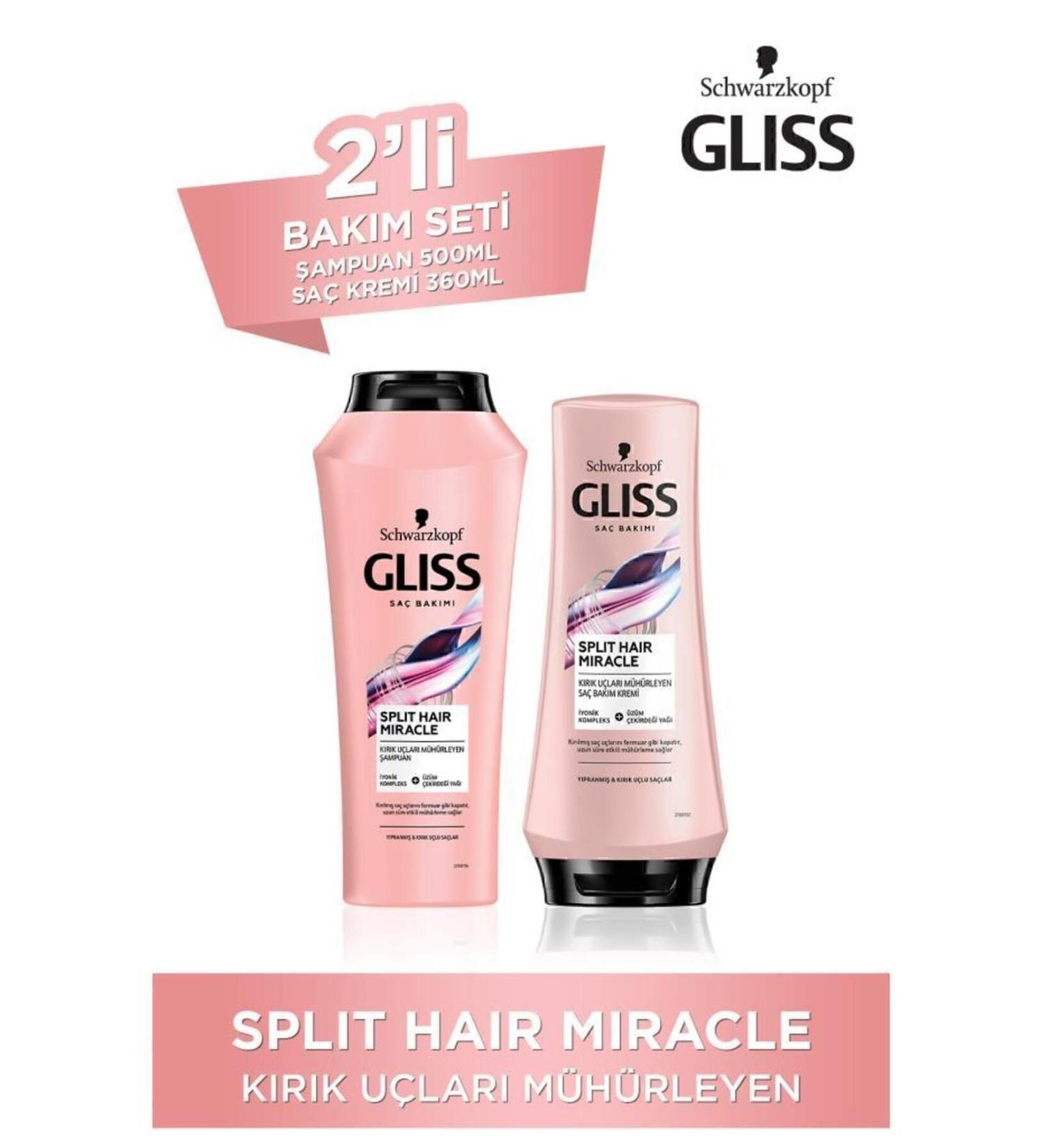 Gliss Split Hair Miracle Shampoo 500 ml Split Hair Miracle Conditioner 360 ml - Buy Online on GoSupps.com