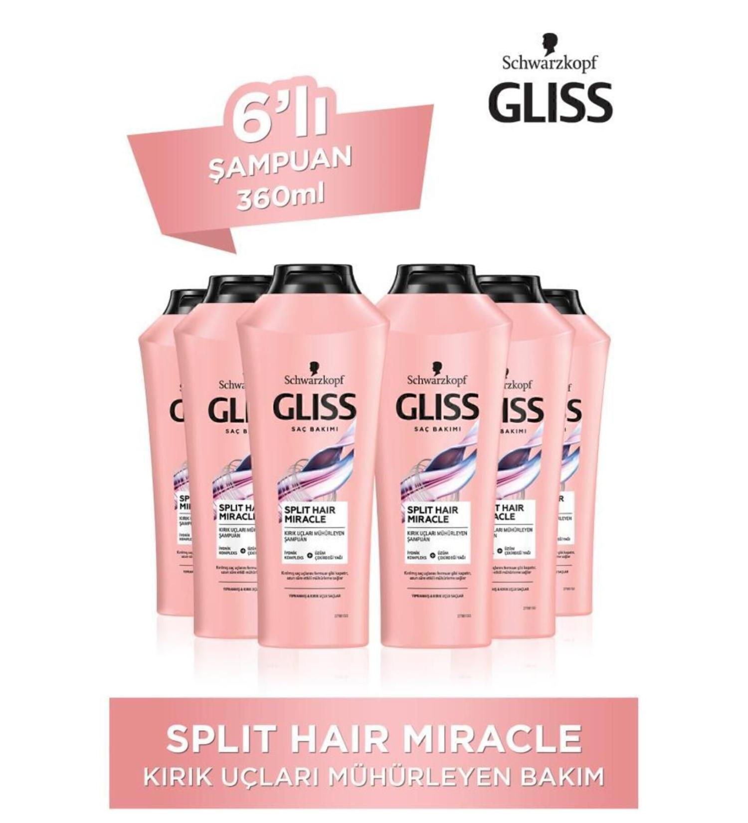 Gliss Split Hair Miracle Shampoo 360 ml X 6 Pieces - Buy Online on GoSupps.com