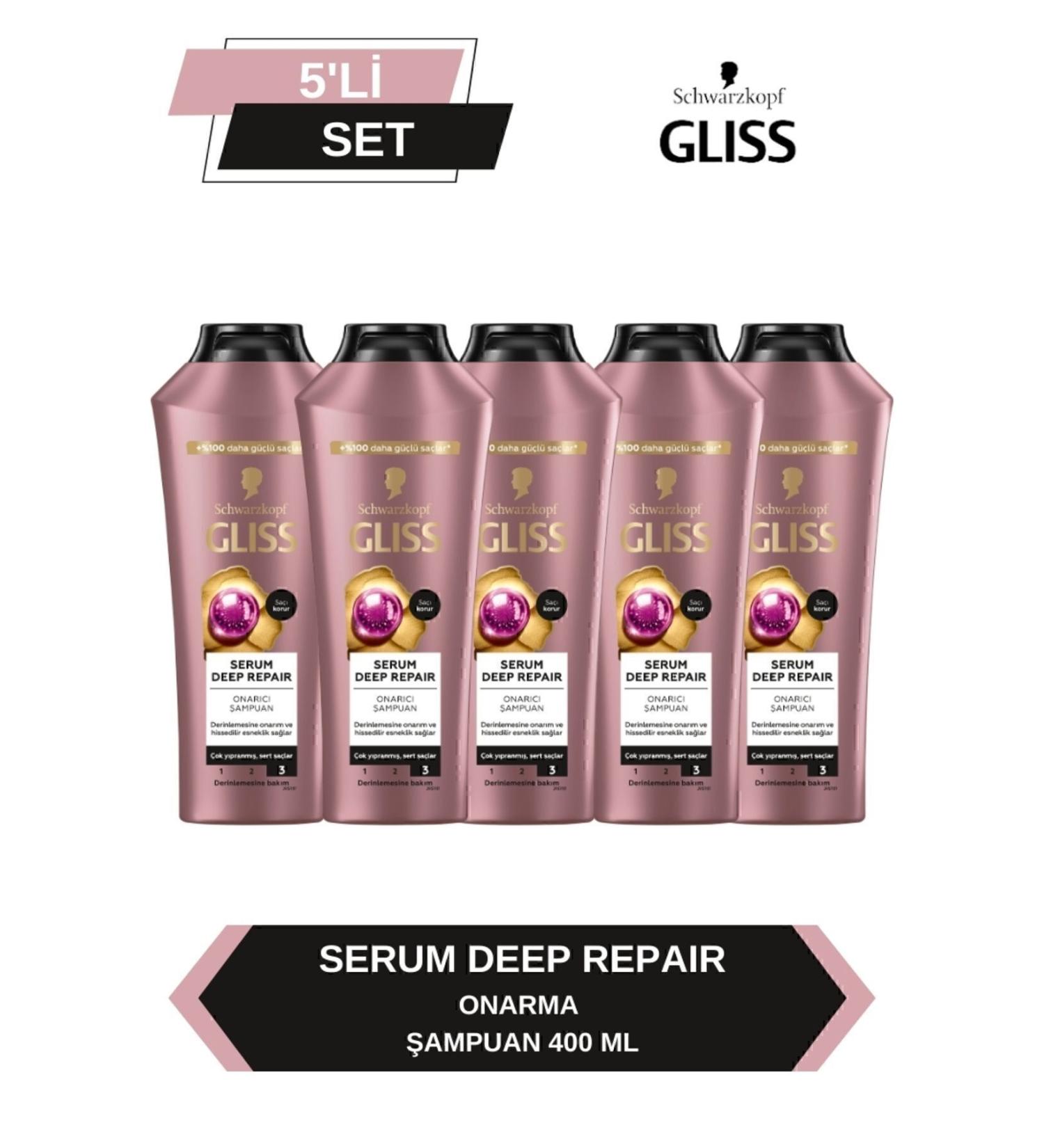 Gliss Serum Deep Repair Repairing Shampoo 400 ml x 5 Pieces - Buy Online on GoSupps.com