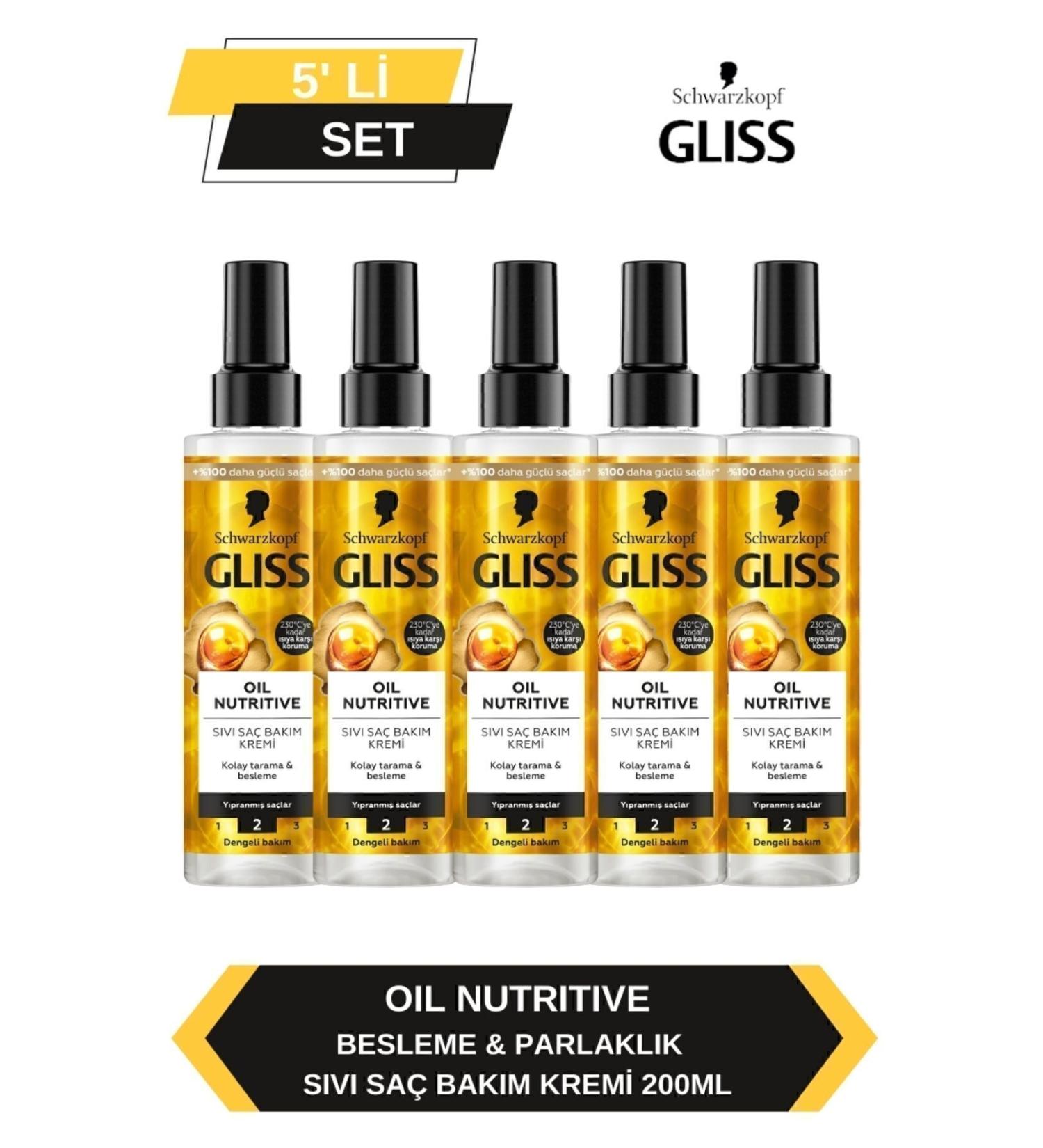 Gliss Oil Nutritive Liquid Hair Conditioner 200ml x Set of 5 - Buy Online on GoSupps.com