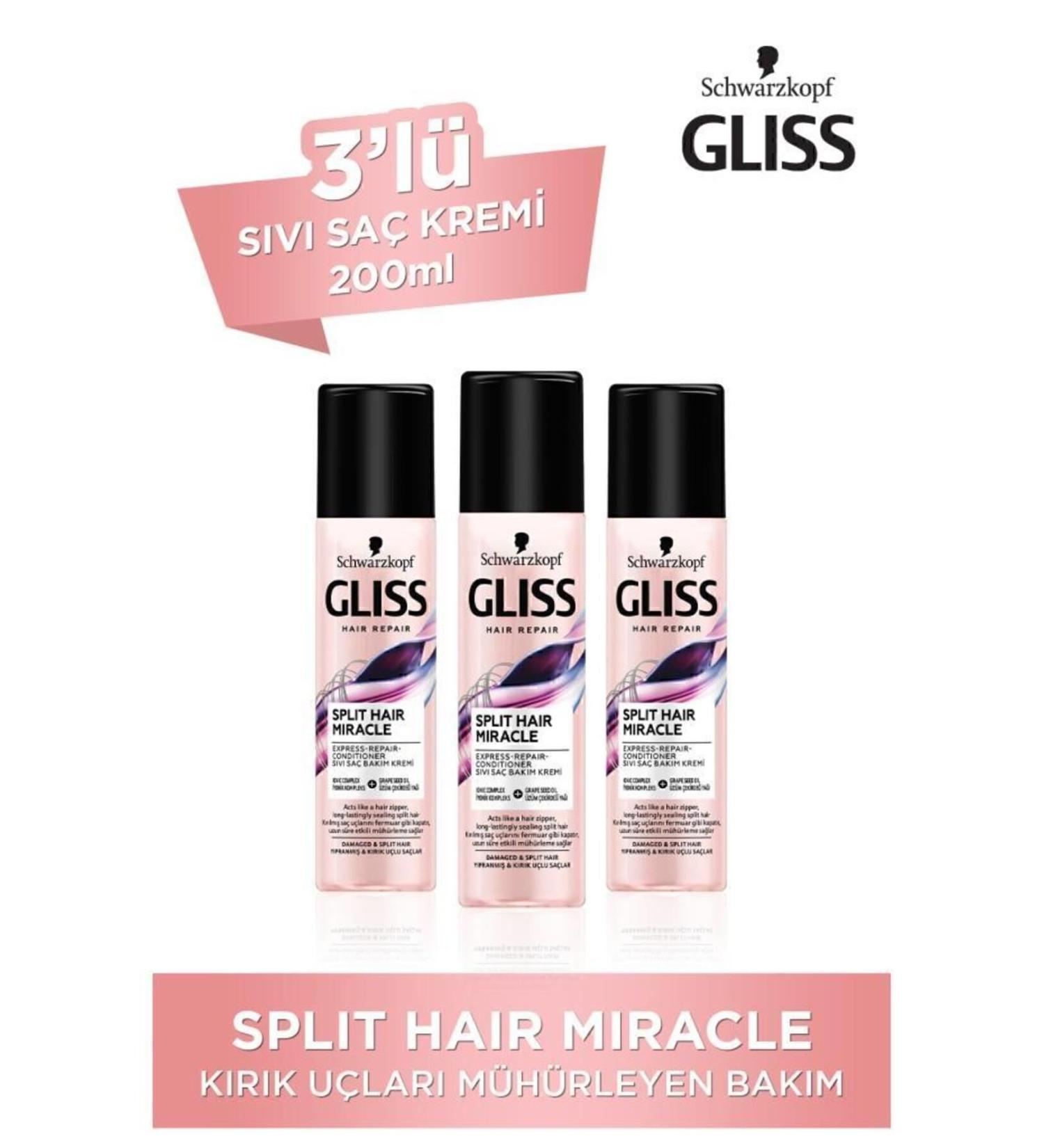 Gliss Split Hair Miracle Liquid Conditioner 200 ml X 3 Pieces - Buy Online on GoSupps.com