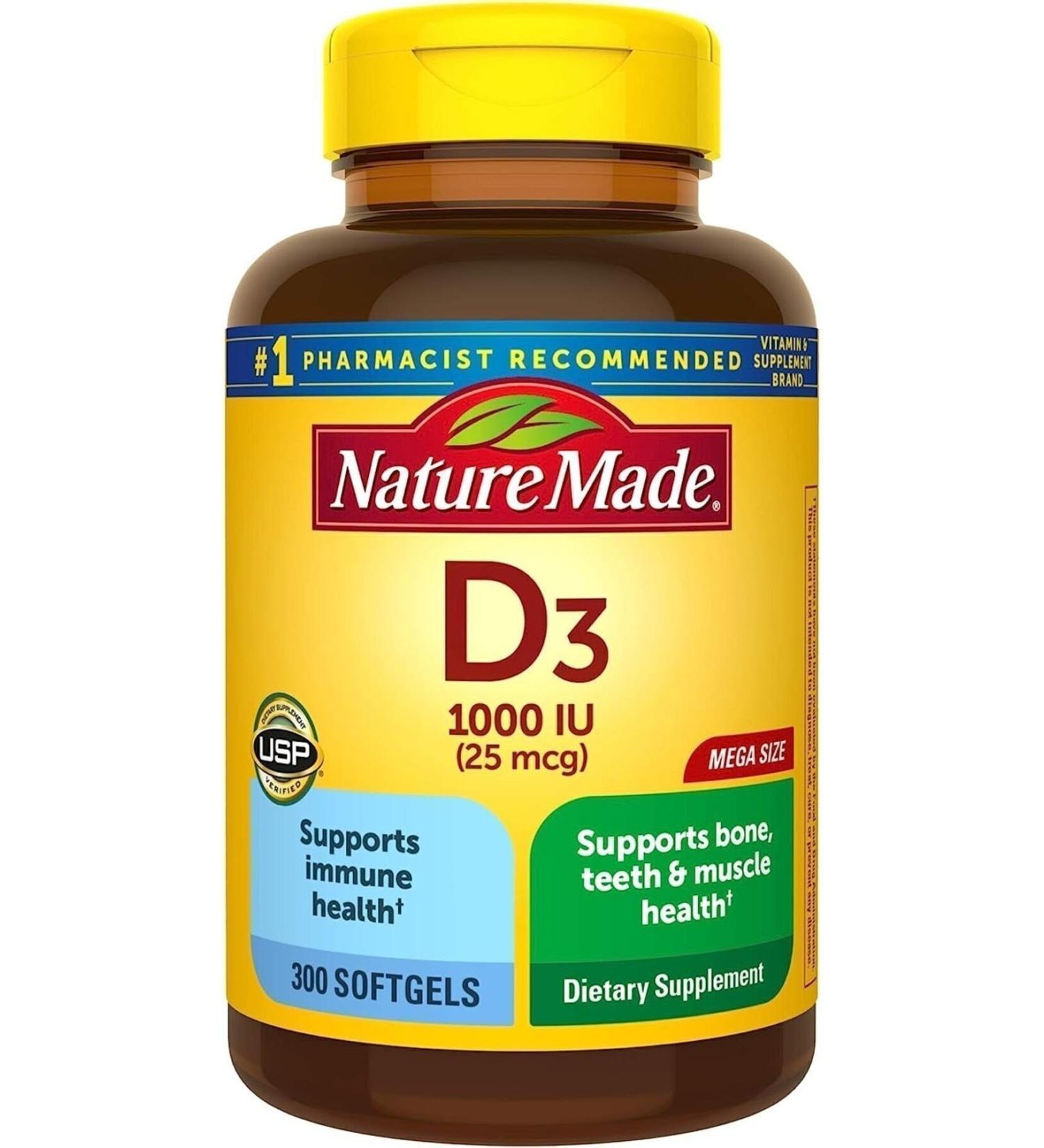 Nature Made Vitamin D3 1000 Iu 300 Softgel - Buy Online on GoSupps.com