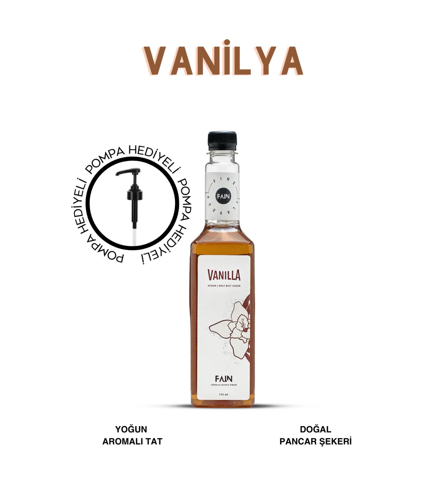 FAIN VANILLA SYRUP 750 ML + PUMP - INTENSIVE AROMA - NATURAL BEET SUGAR