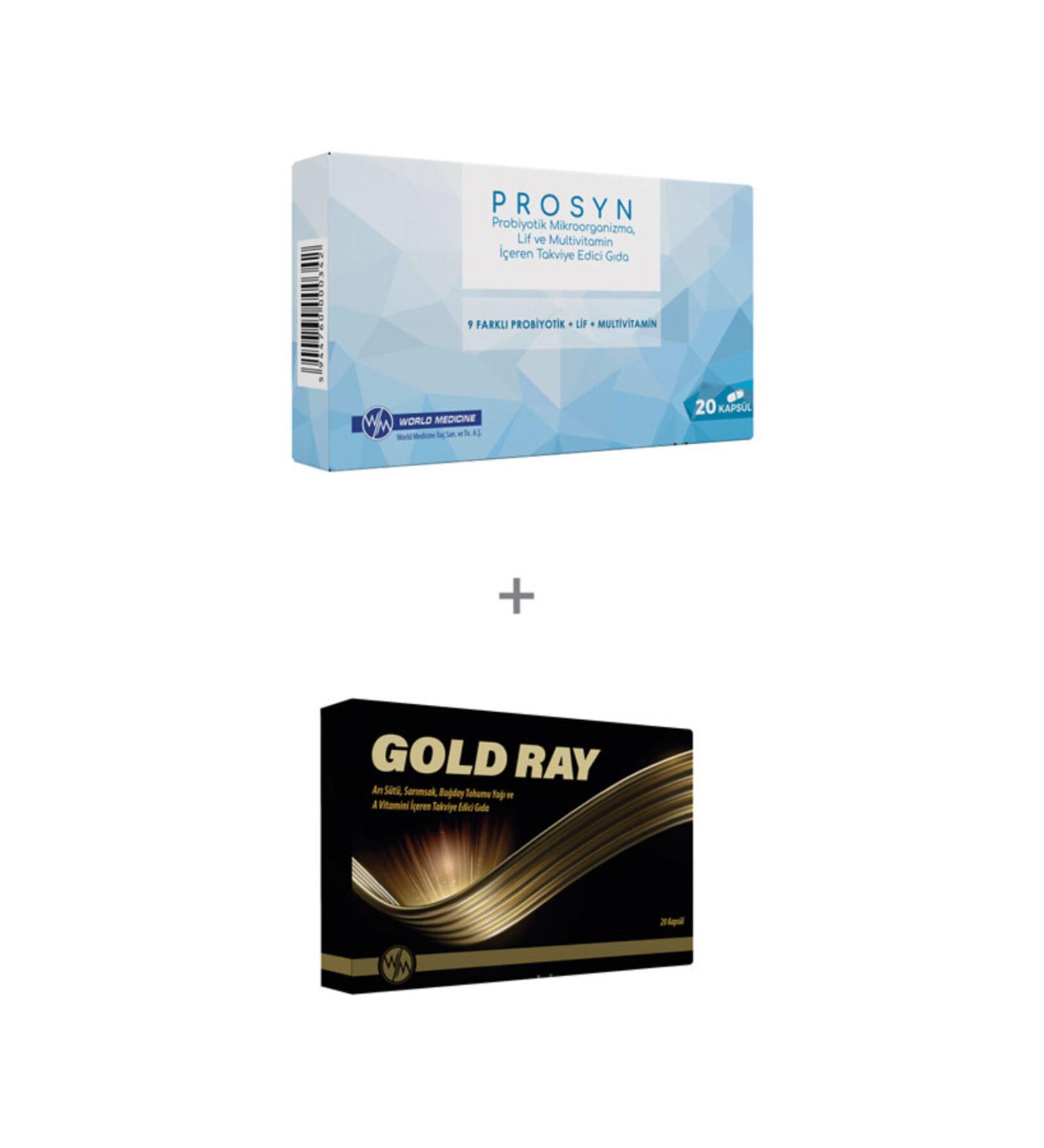 WORLD MEDICINE Prosyn Probiotic Prebiotic and Fiber Containing Supplementary Food + Gold Ray