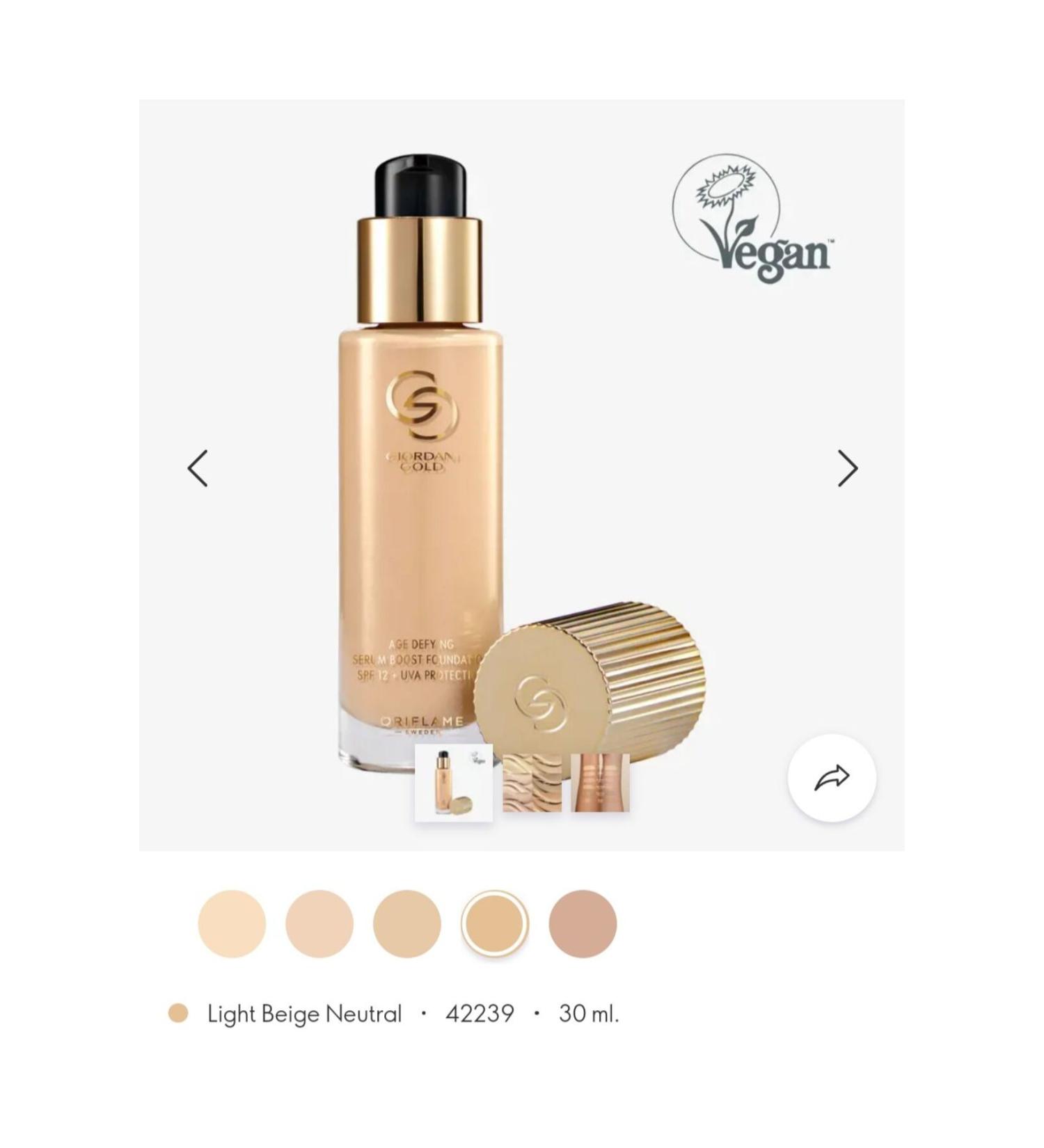 Oriflame Giordani Gold Age Defying Strengthening Serum Foundation light beige neutral - Buy Online on GoSupps.com