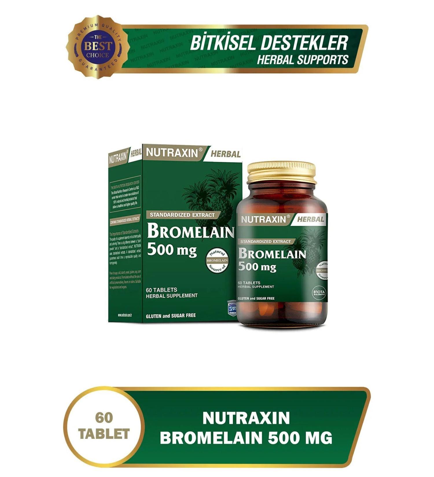 Nutraxin Herbal Bromelain 500 mg Pineapple 60 Tablets