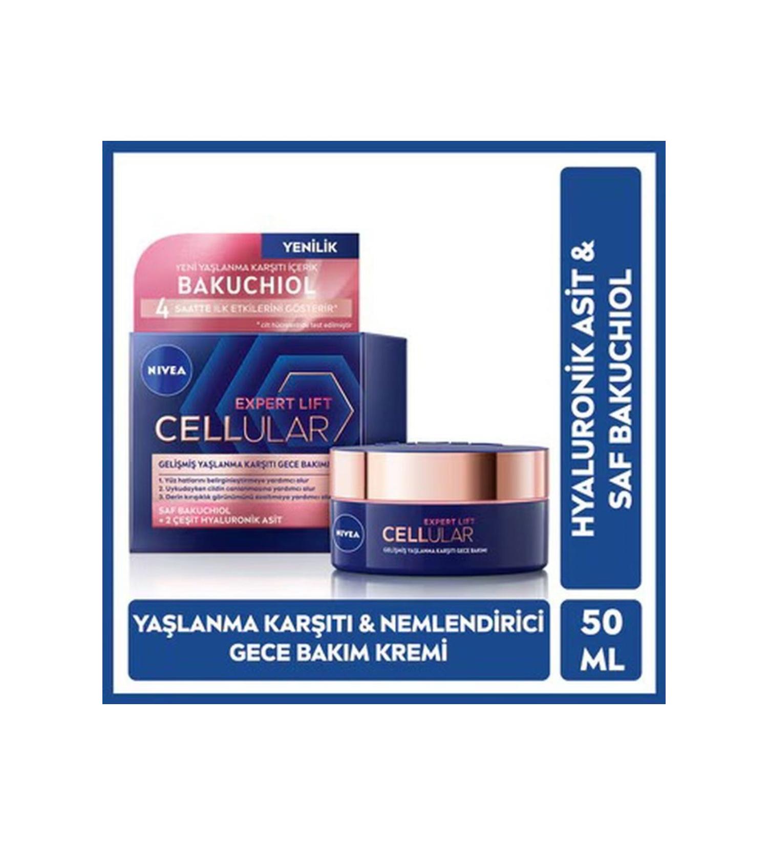 NIVEA Cellular Expert Lift Natural Retinol Alternative Pure Bakuchiol Night Cream with Hyaluronic Acid 50 ml - Buy Online on GoSupps.com