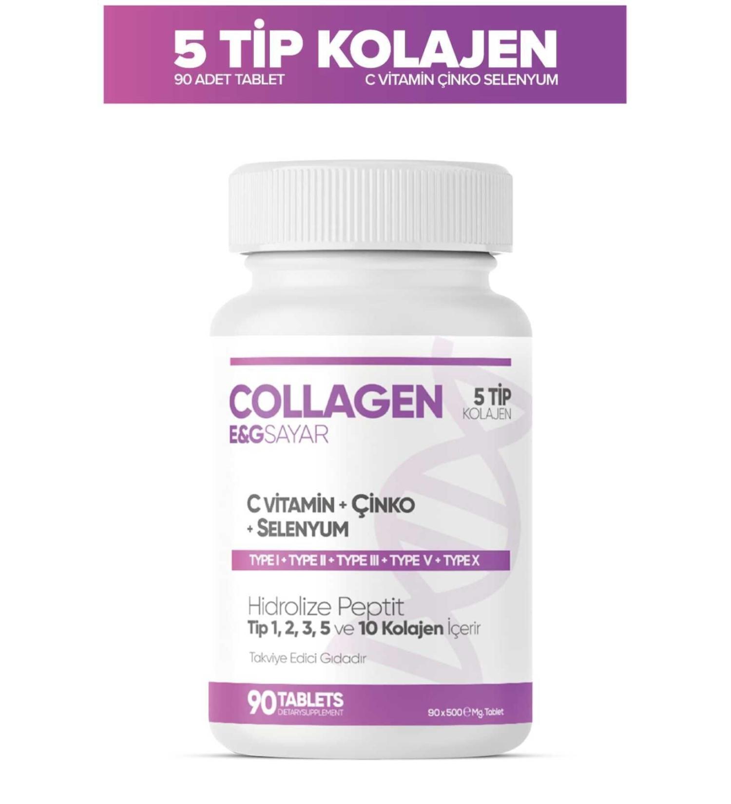 EG SAYAR COLLAGEN 5 TYPES COLLAGEN HYDROLYSED PEPTIDE 90 TABLETS