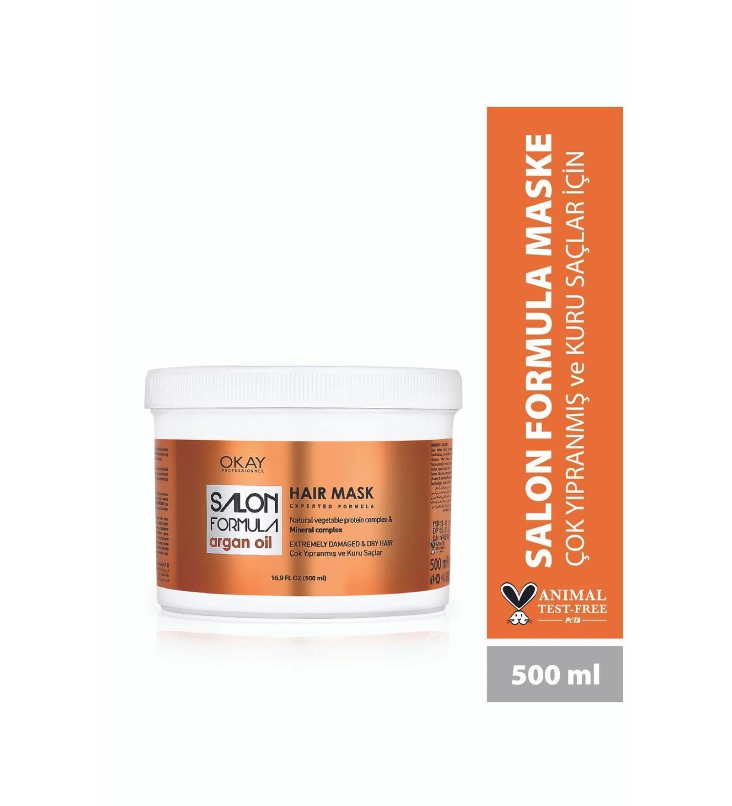 OKAYPROFESSIONNEL SALON FORMULA Argan Hair Mask 500ml (For Very Damaged and Dry Hair) - Buy Online on GoSupps.com